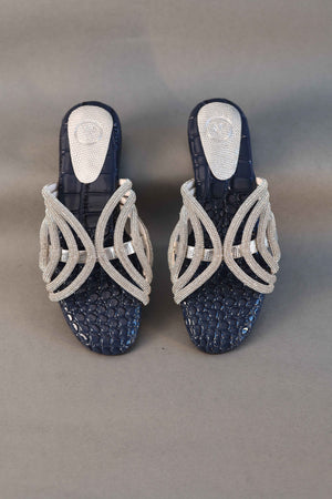 Blue Open Toe Kitten Heel Sandal