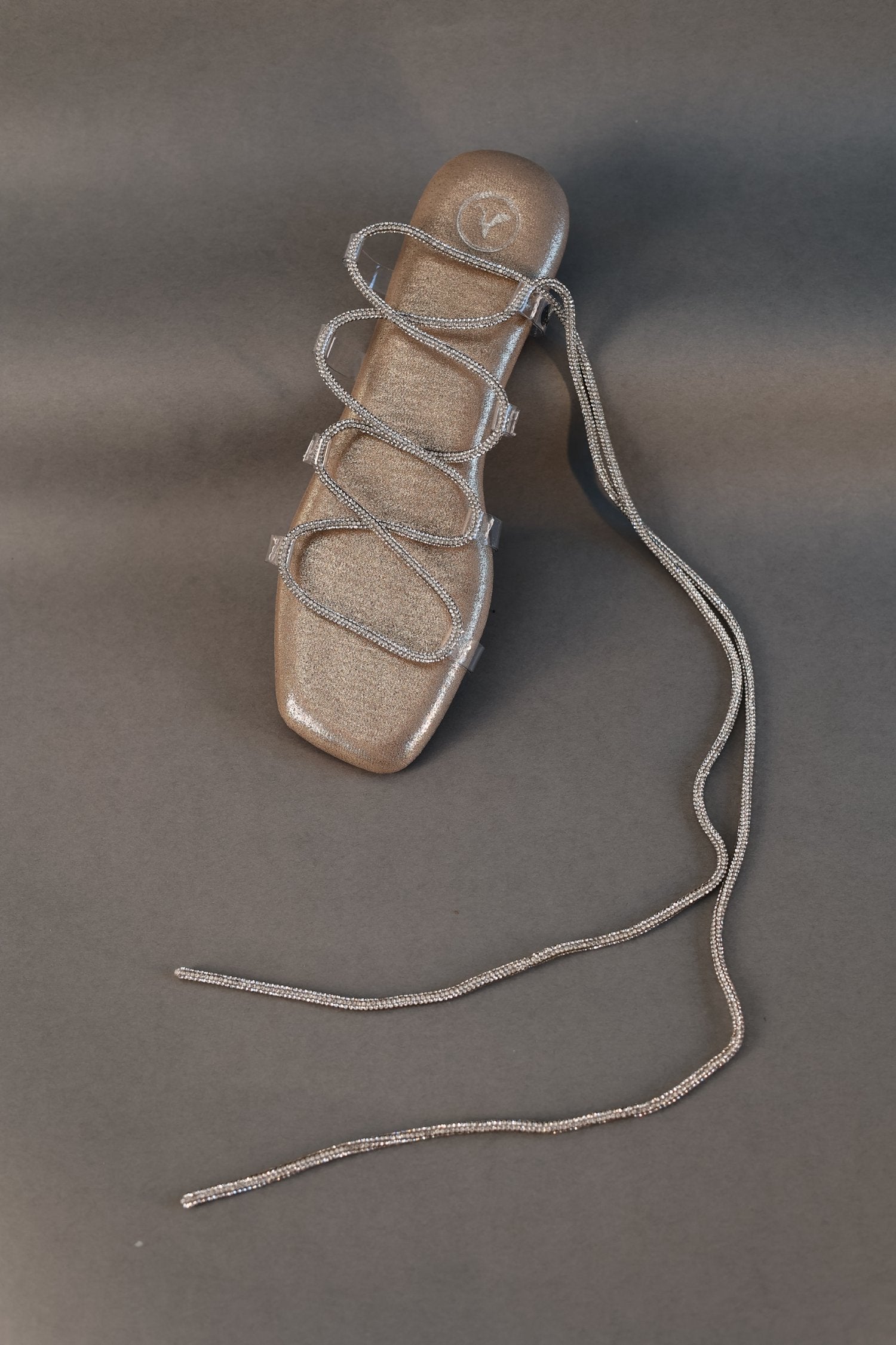 Women's Open Toe Gold Stringy Shoe Lace Flats Sandal