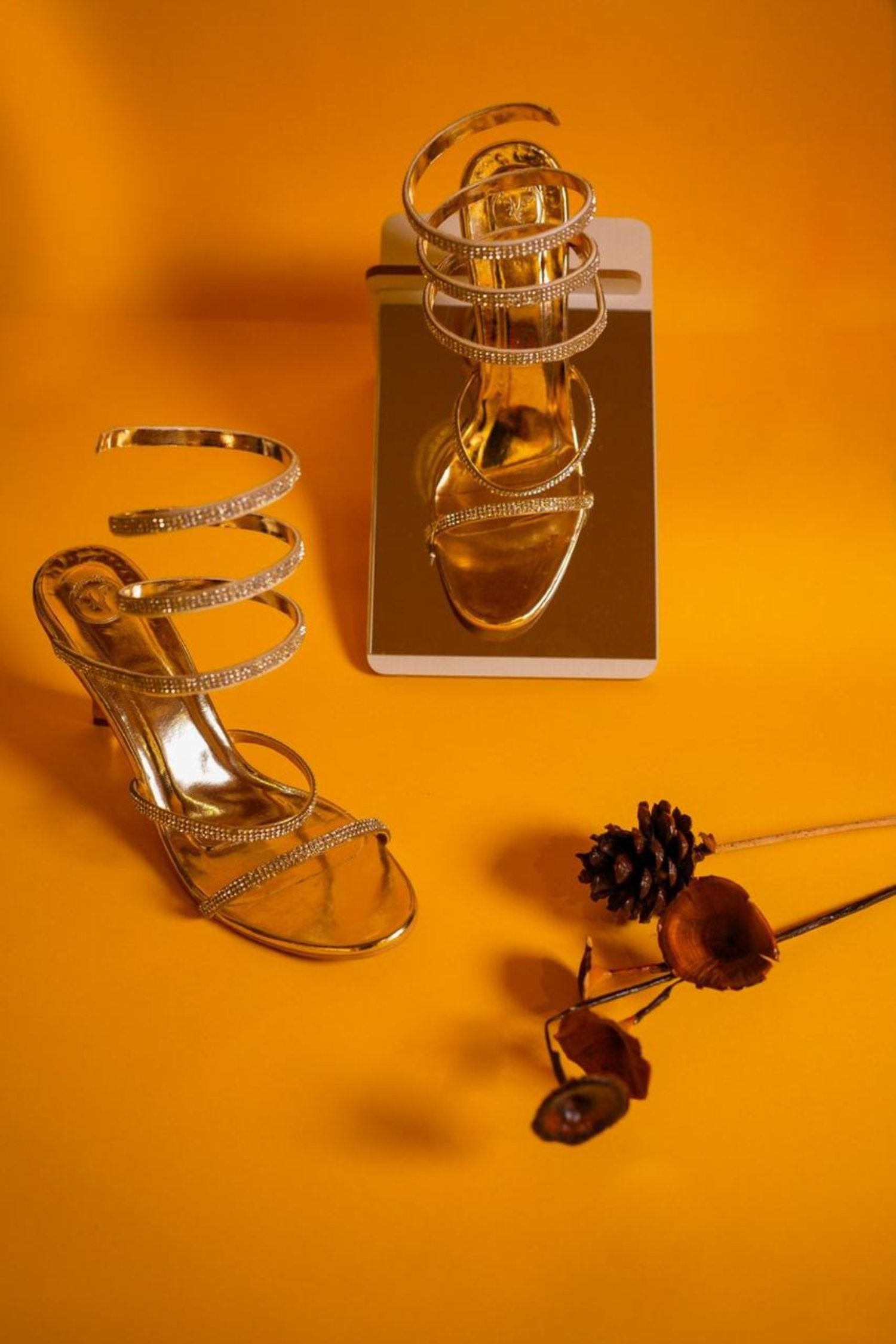 Women's Open Toe Gold Spring Heel Sandal