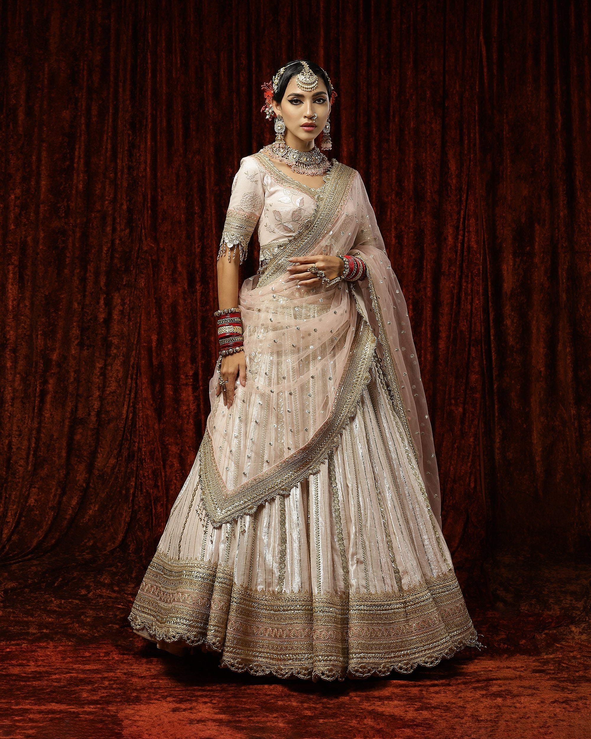 Baby pink , Gulabi Tara Chhadee lehenga set