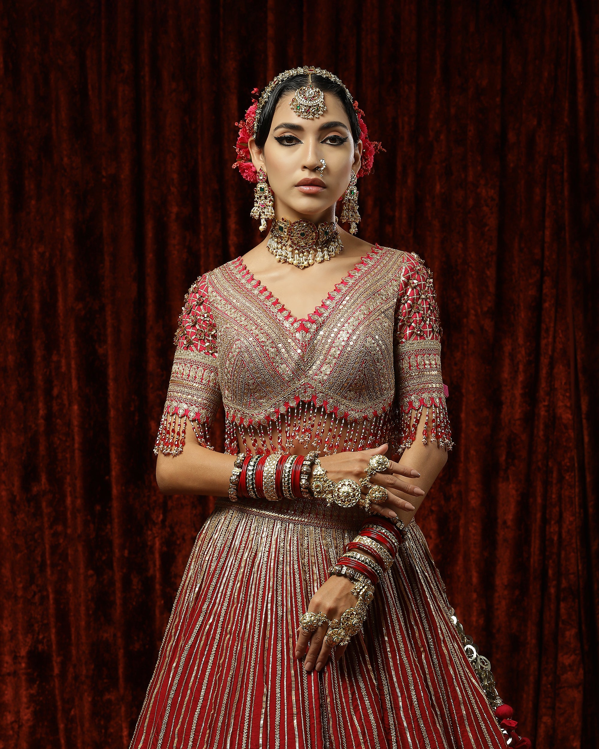 Rani & Red Ruh Gulab lehenga set