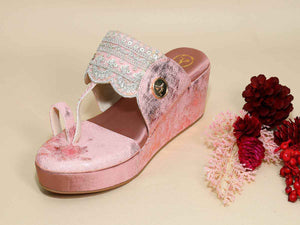 Pink Kolhapuri Wedge
