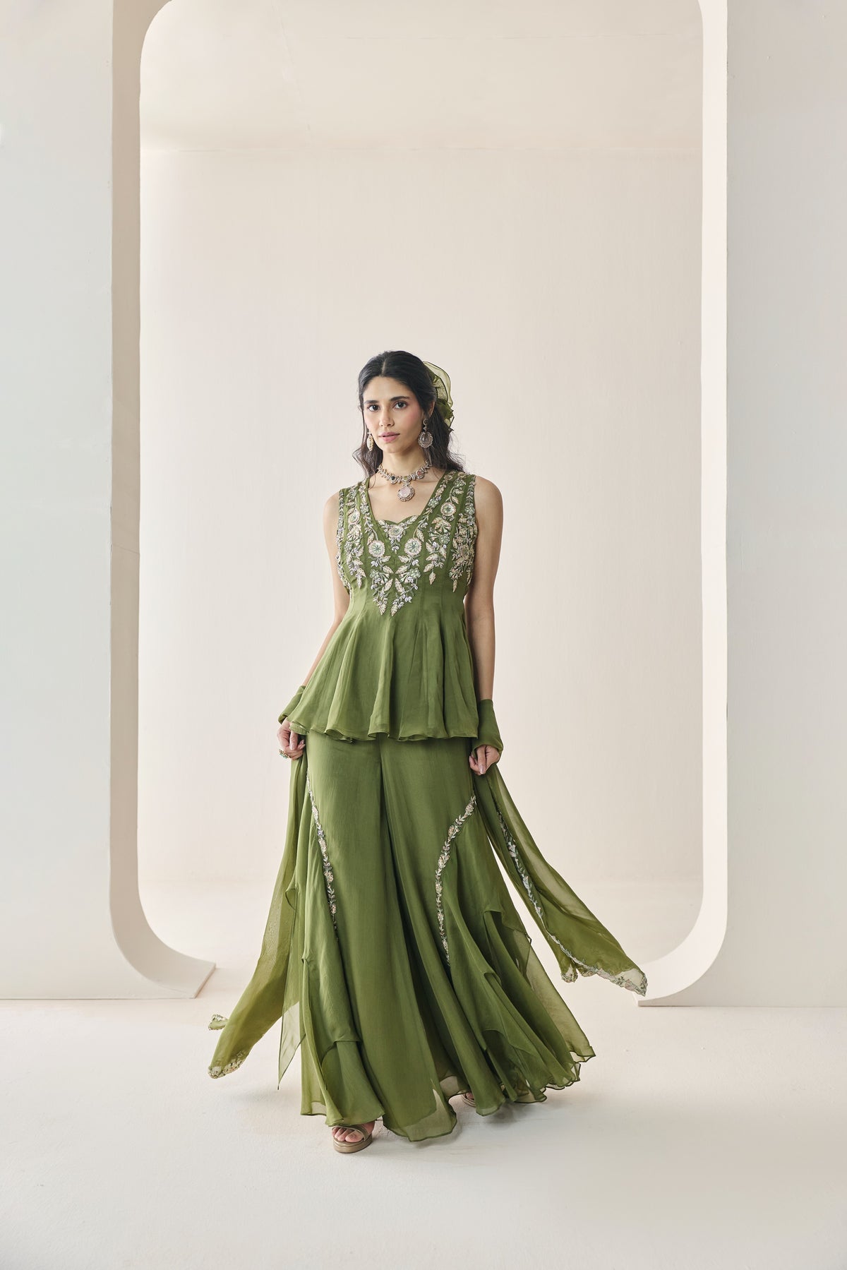 YARA PEPLUM & SHARARA SET