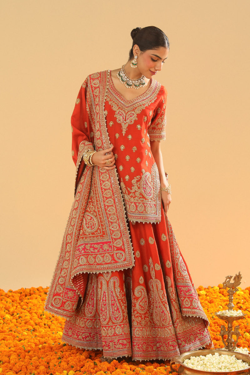 Shazfa-Short Kurta with Sharara and Dupatta