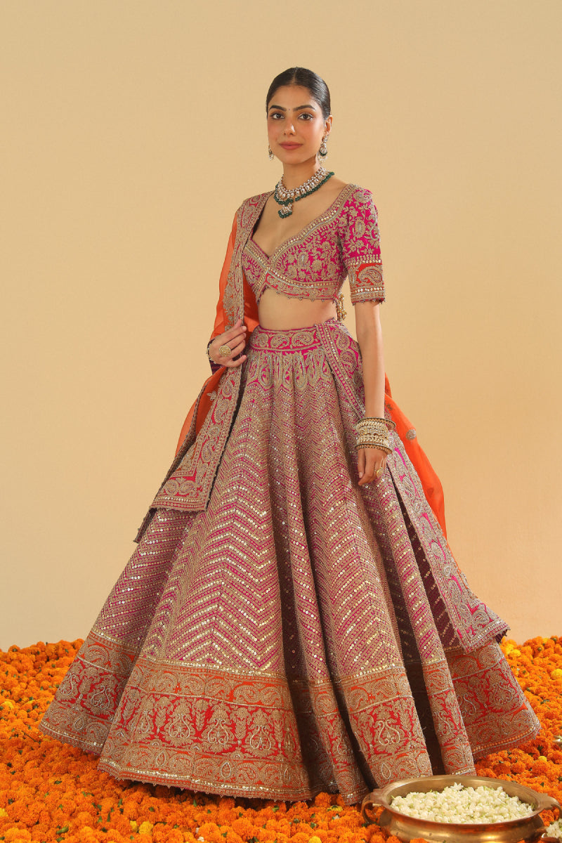 Anahira-Blouse with Lehenga with Dupatta