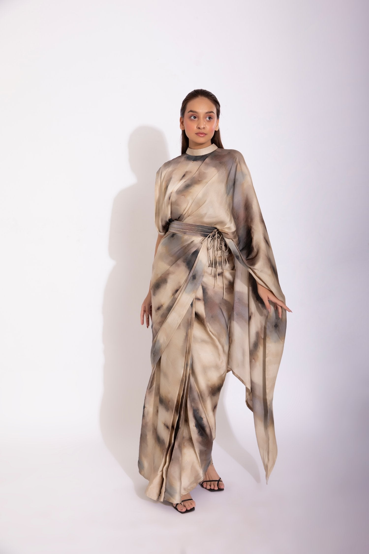 Pre- Stitched Sari With A Collar