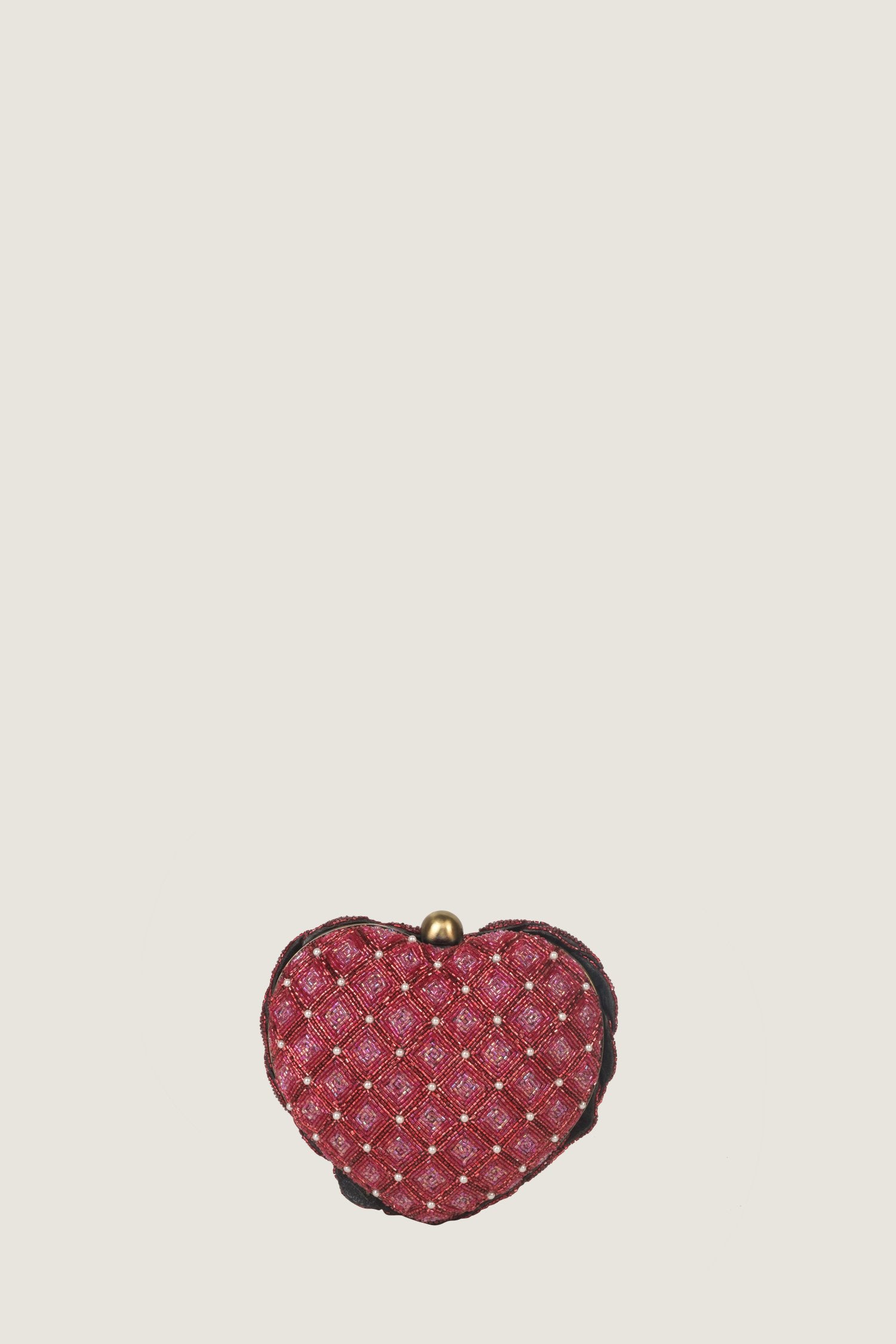 Isa Beaded Heart Clutch – Red