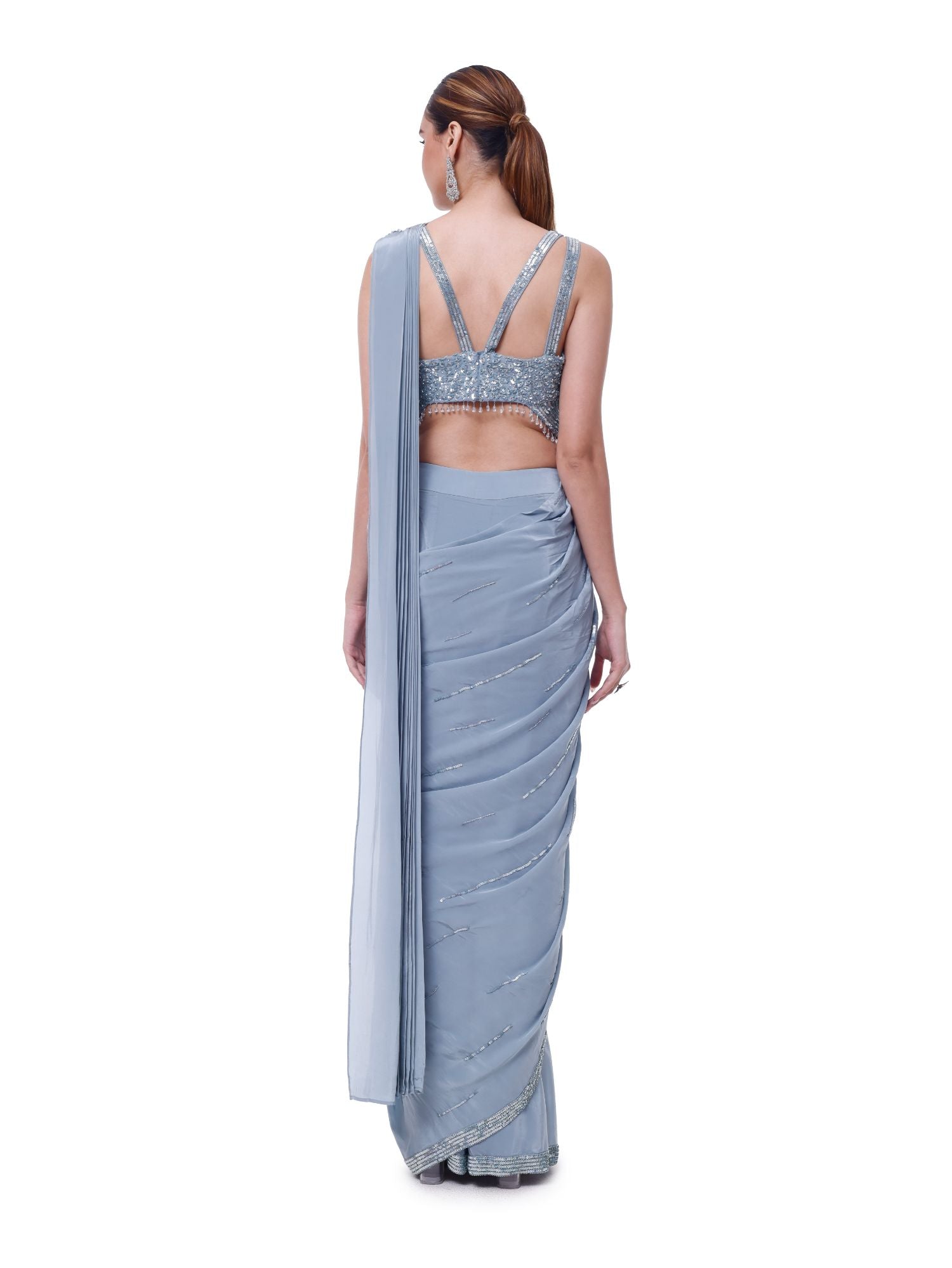 Cornflower Blue Drape Saree