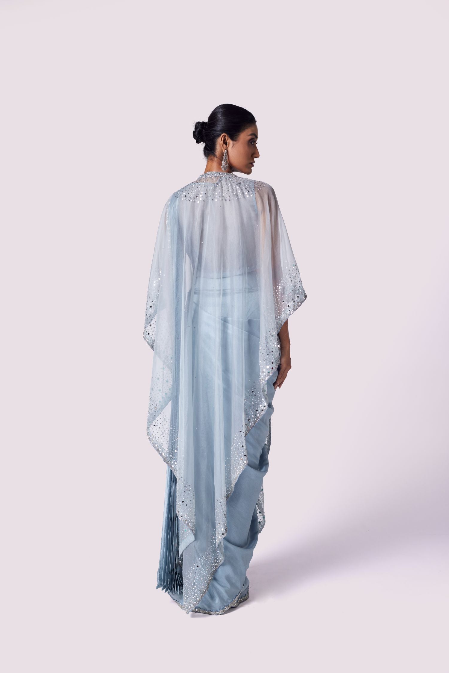 Doctor Blue Drape saree with Cape