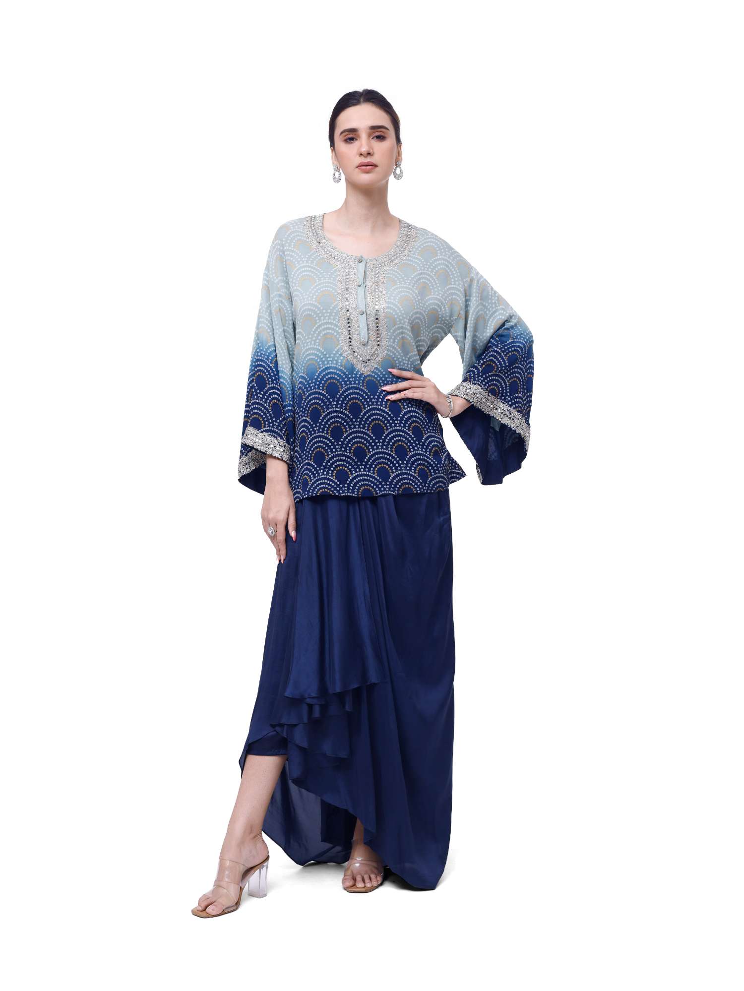 Dual Toned Silk Suit Set