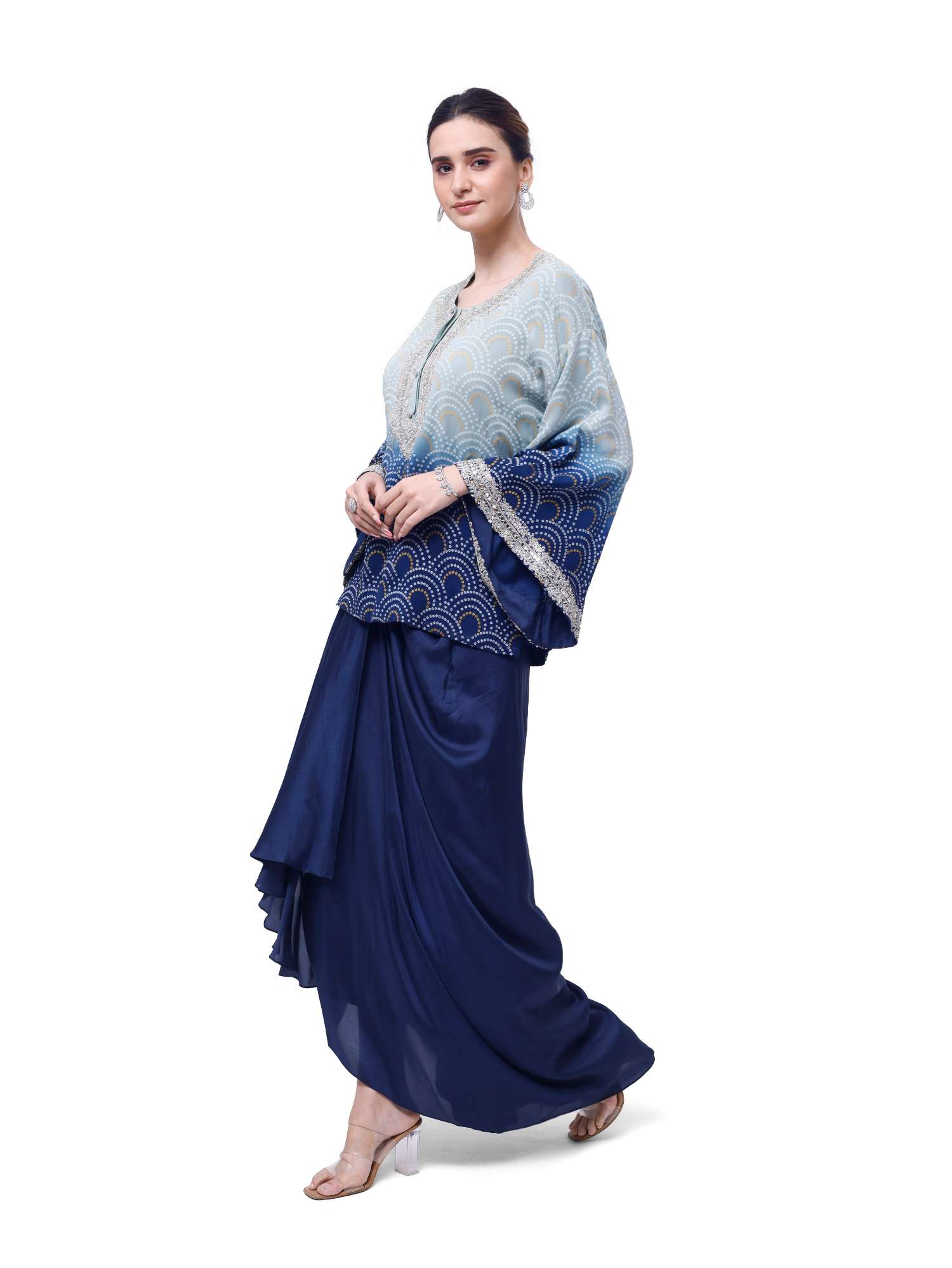 Dual Toned Silk Suit Set