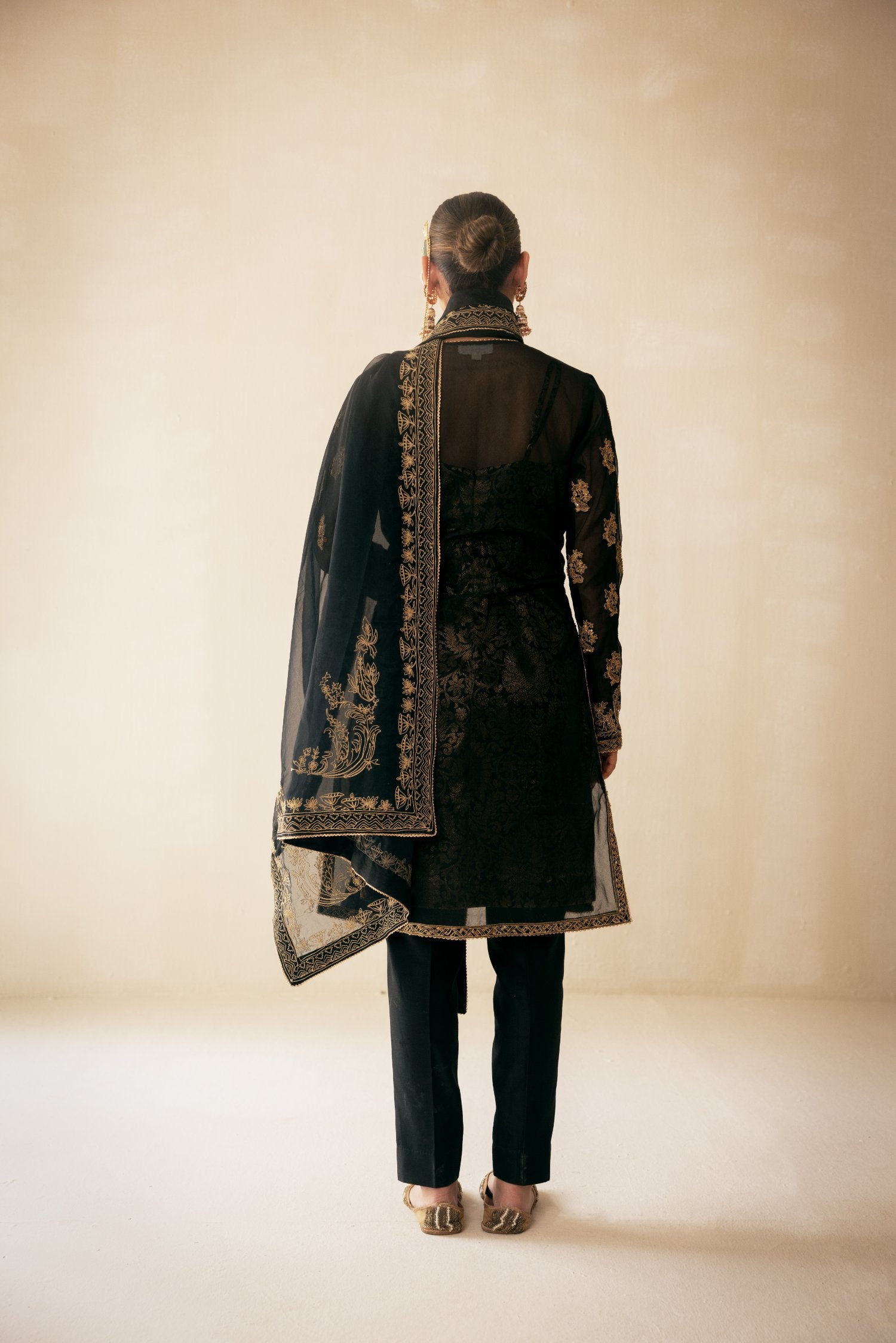 Black Organza Kurta Set