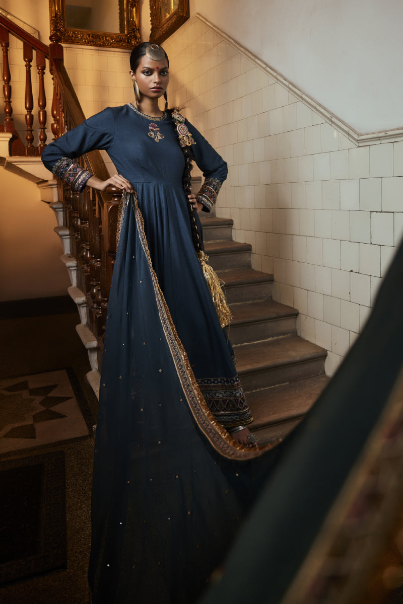 Aafiya Multicolored Anarkali Set – Teal