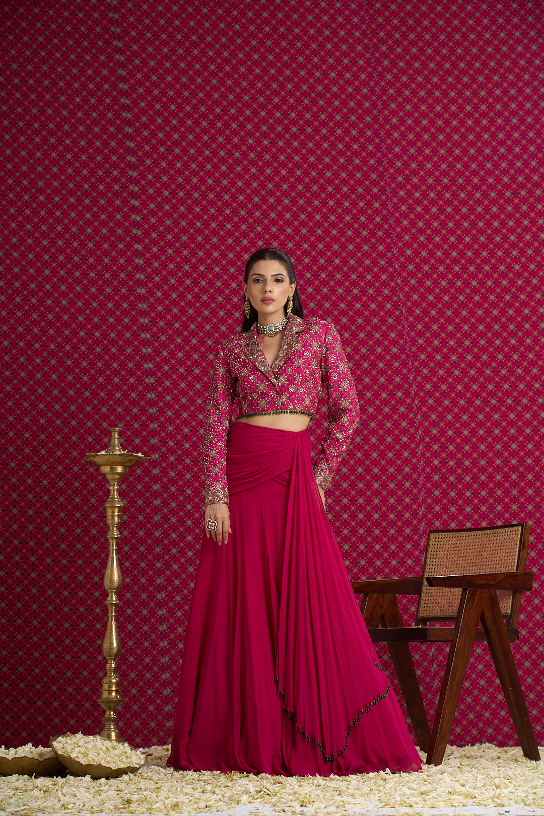 KETKI DRAPED SKIRT SET