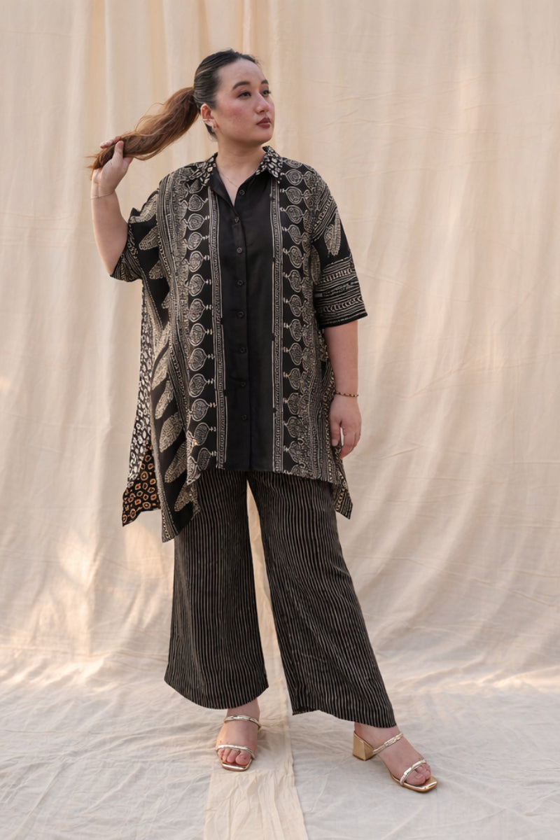 Derby Black Ajrakh Antifit Co-ord Set