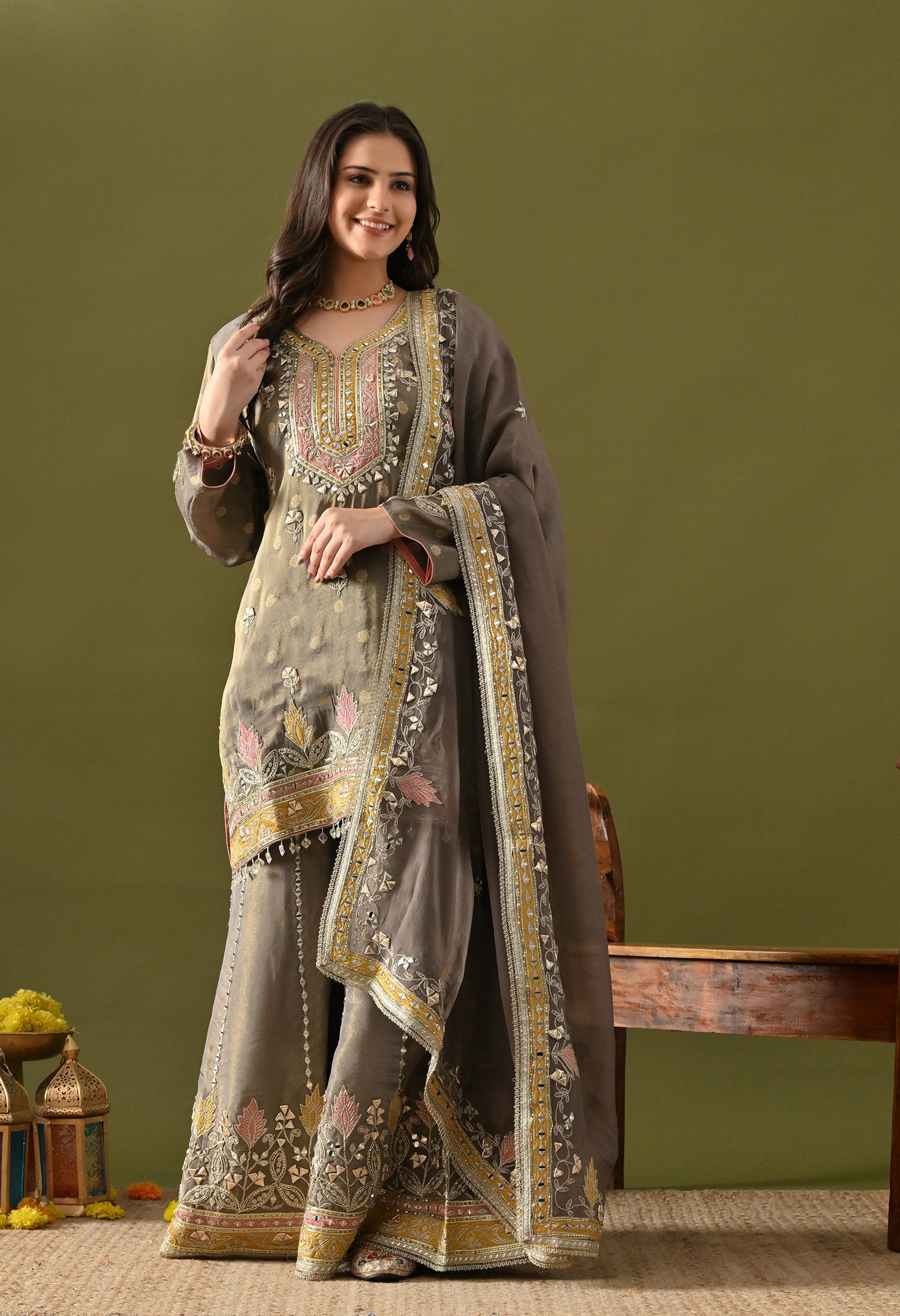Green Sharara Set