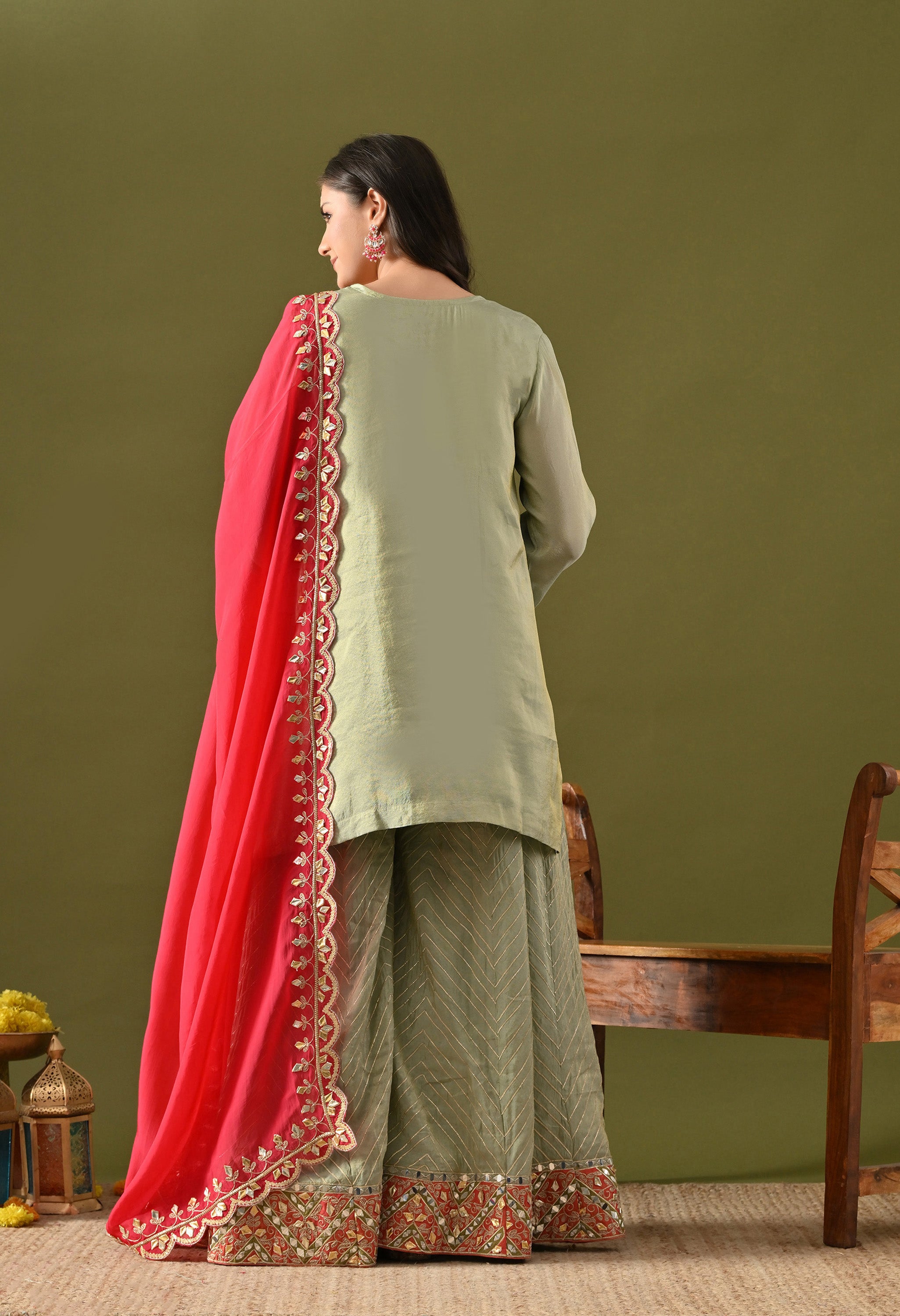 Green Sharara Set