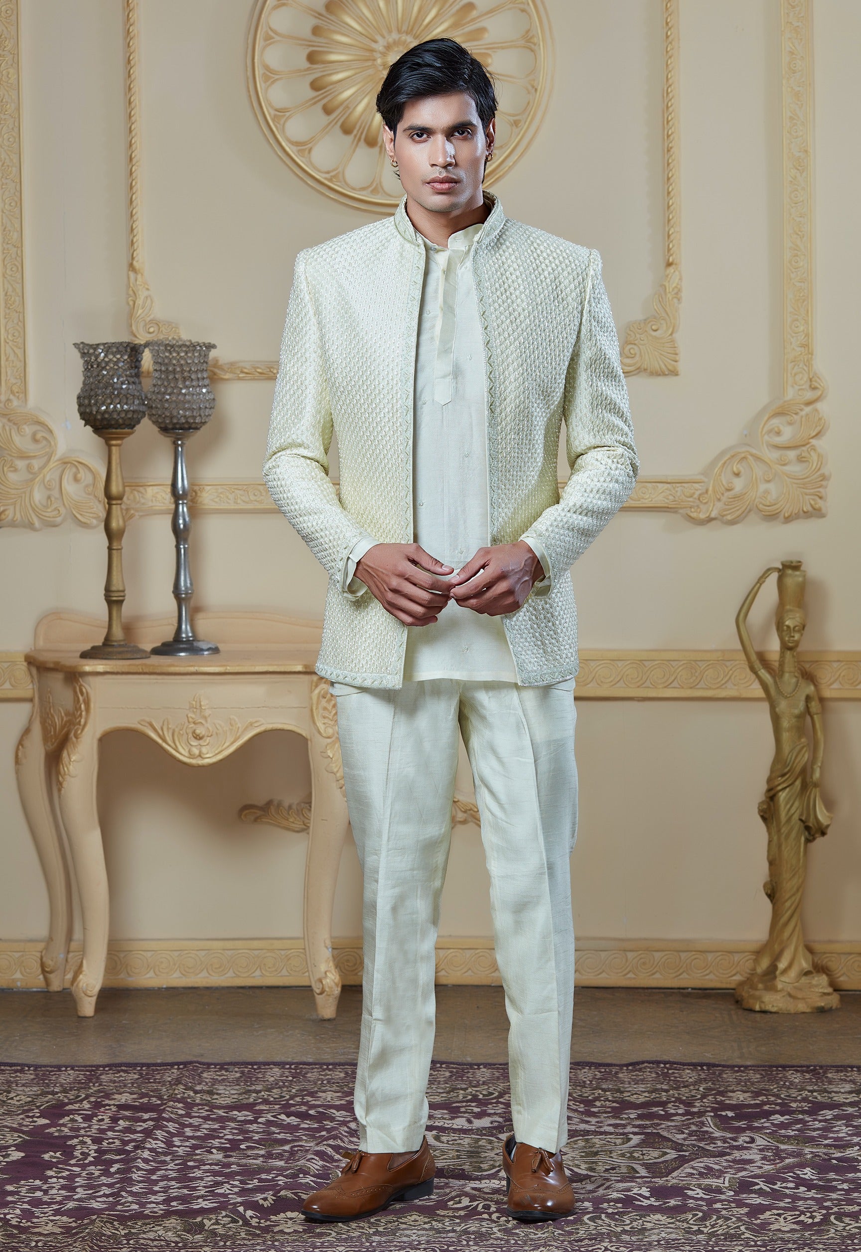 Lime Yellow Indowestern Set