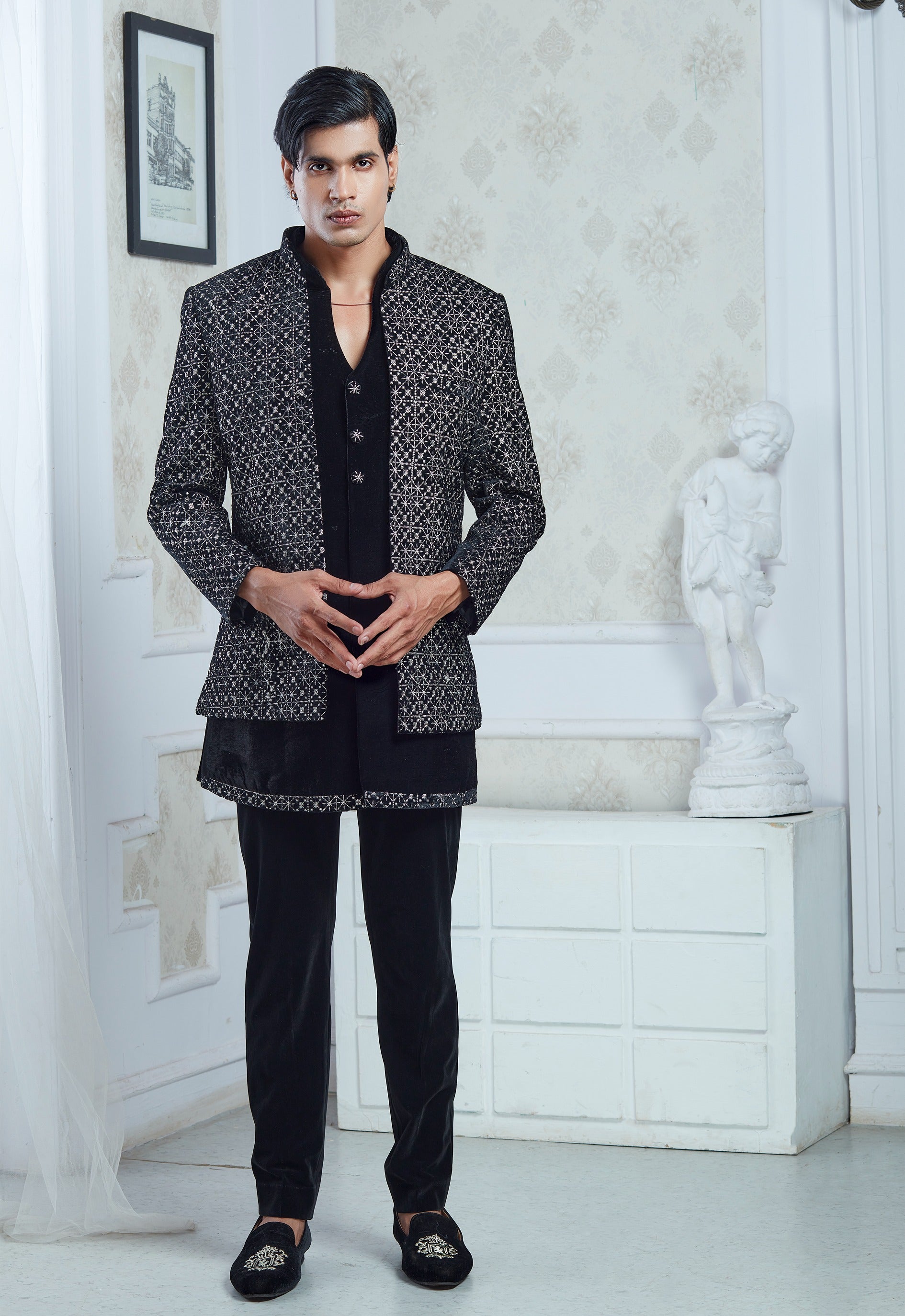 Velvet Indowestern Set