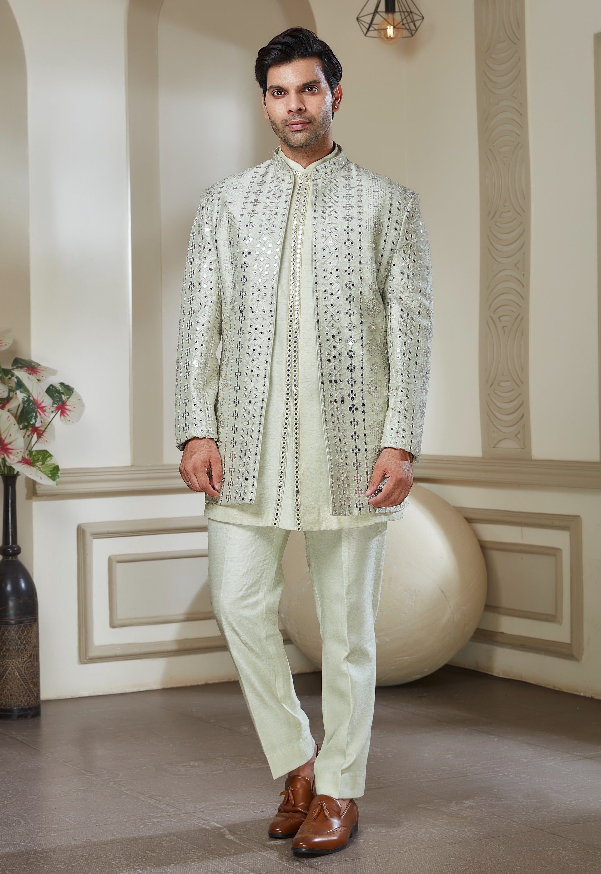 Light Green Indowestern Set