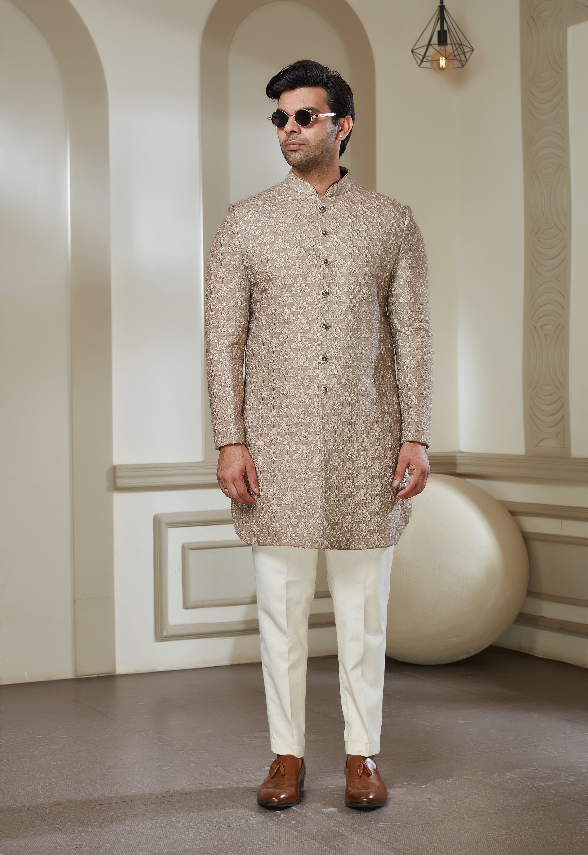 Floral Embroidered Achkan