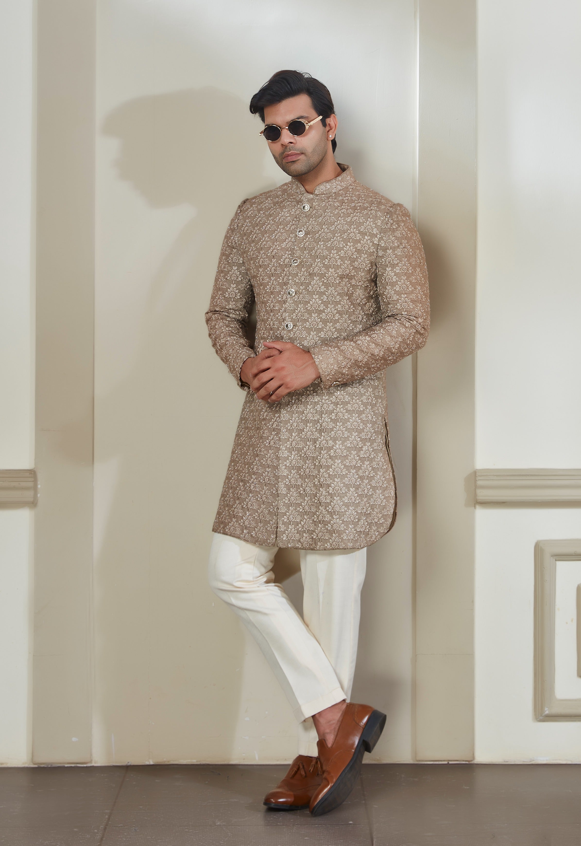 Floral Embroidered Achkan