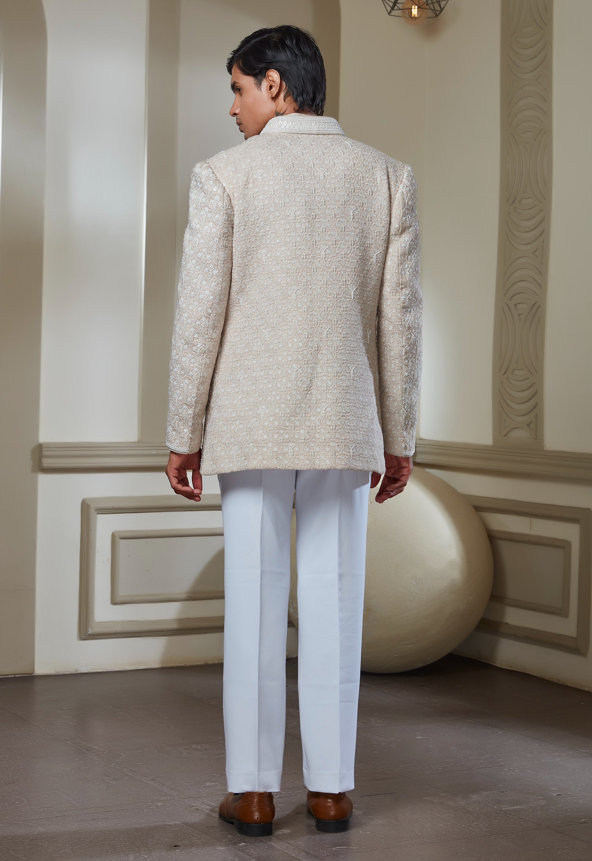 Soft Pink Embroidered Indowestern Set