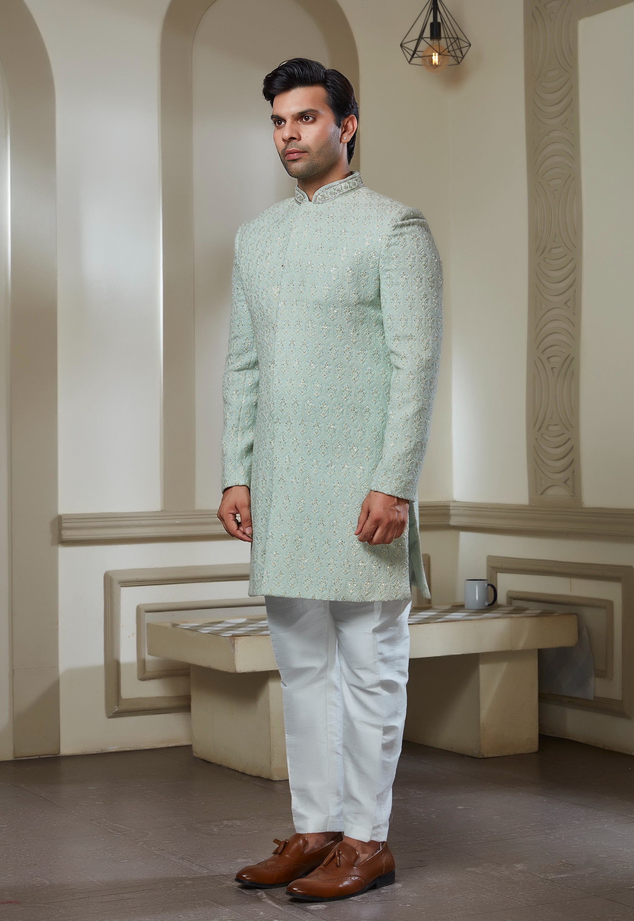 Mint Green Achkan