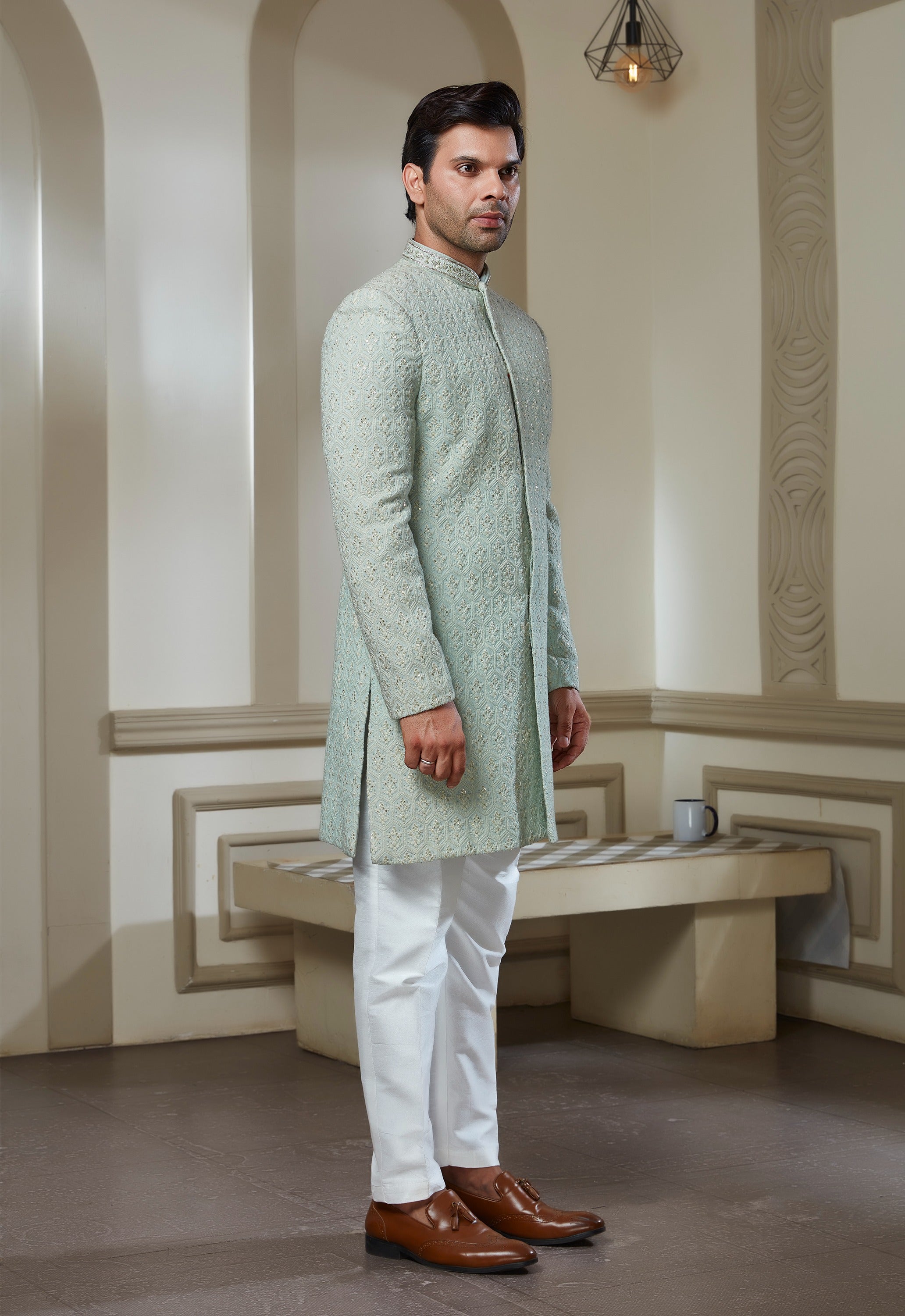 Mint Green Achkan