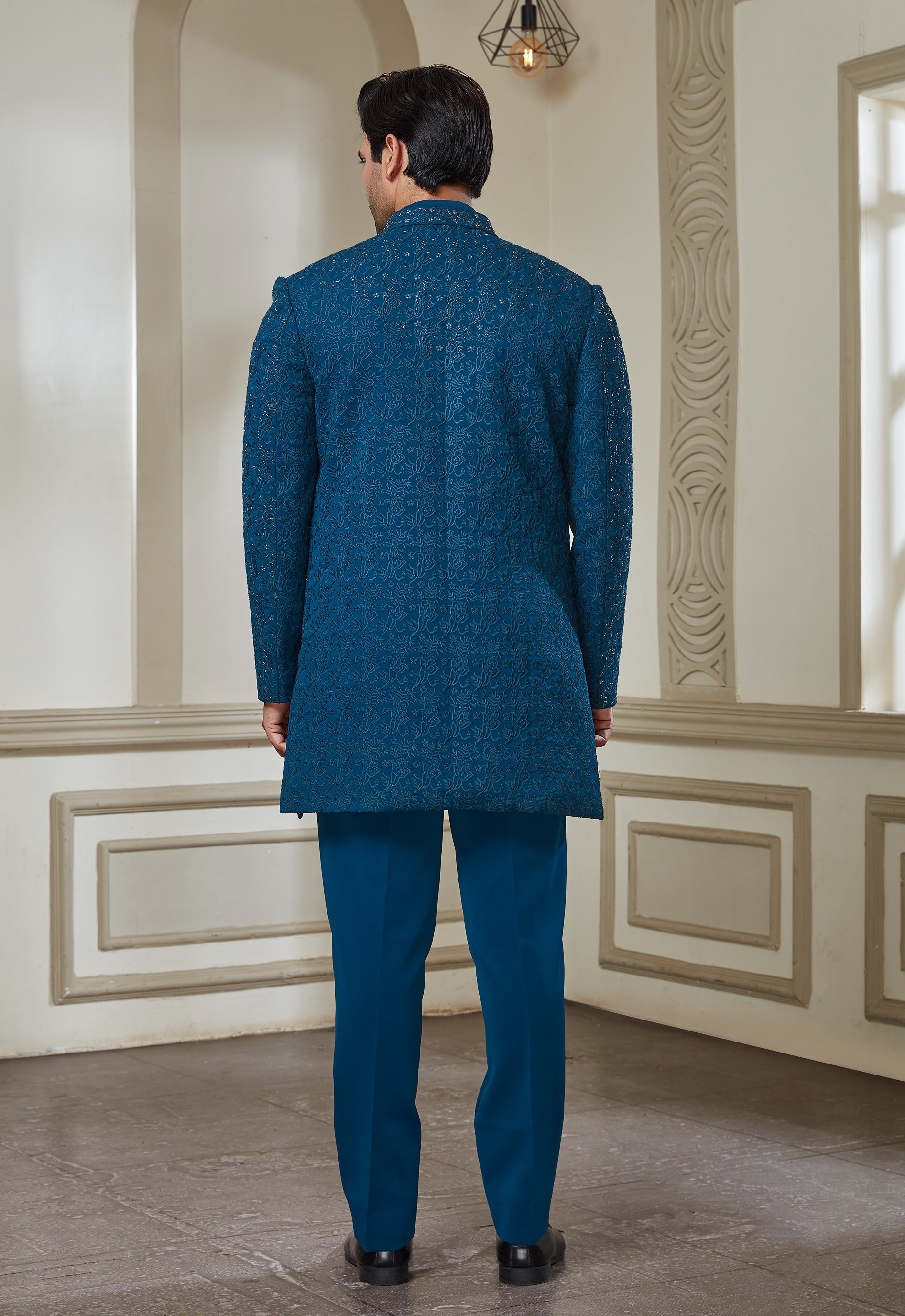 Teal Blue Indowestern Set