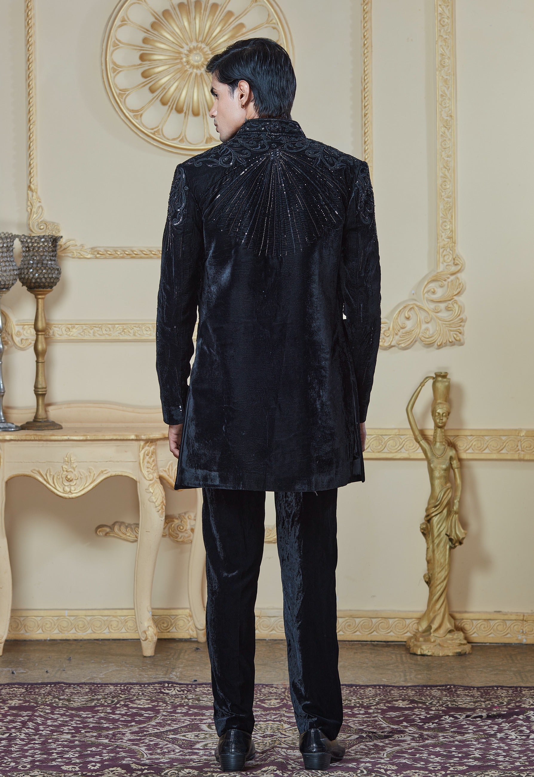 Velvet Embroidered Indowestern