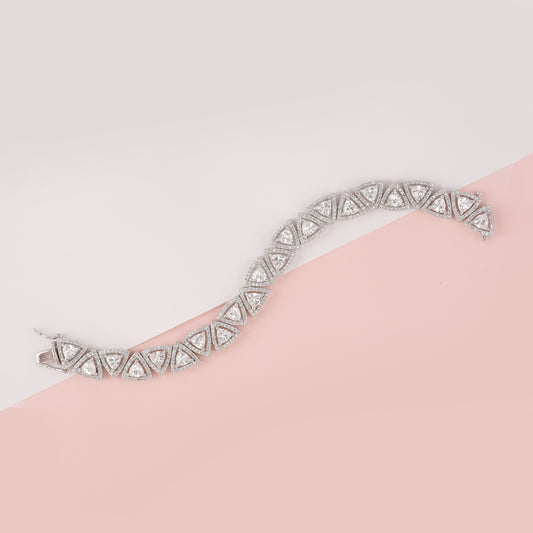 Triangle Shaped Tennis Bracelet With Border