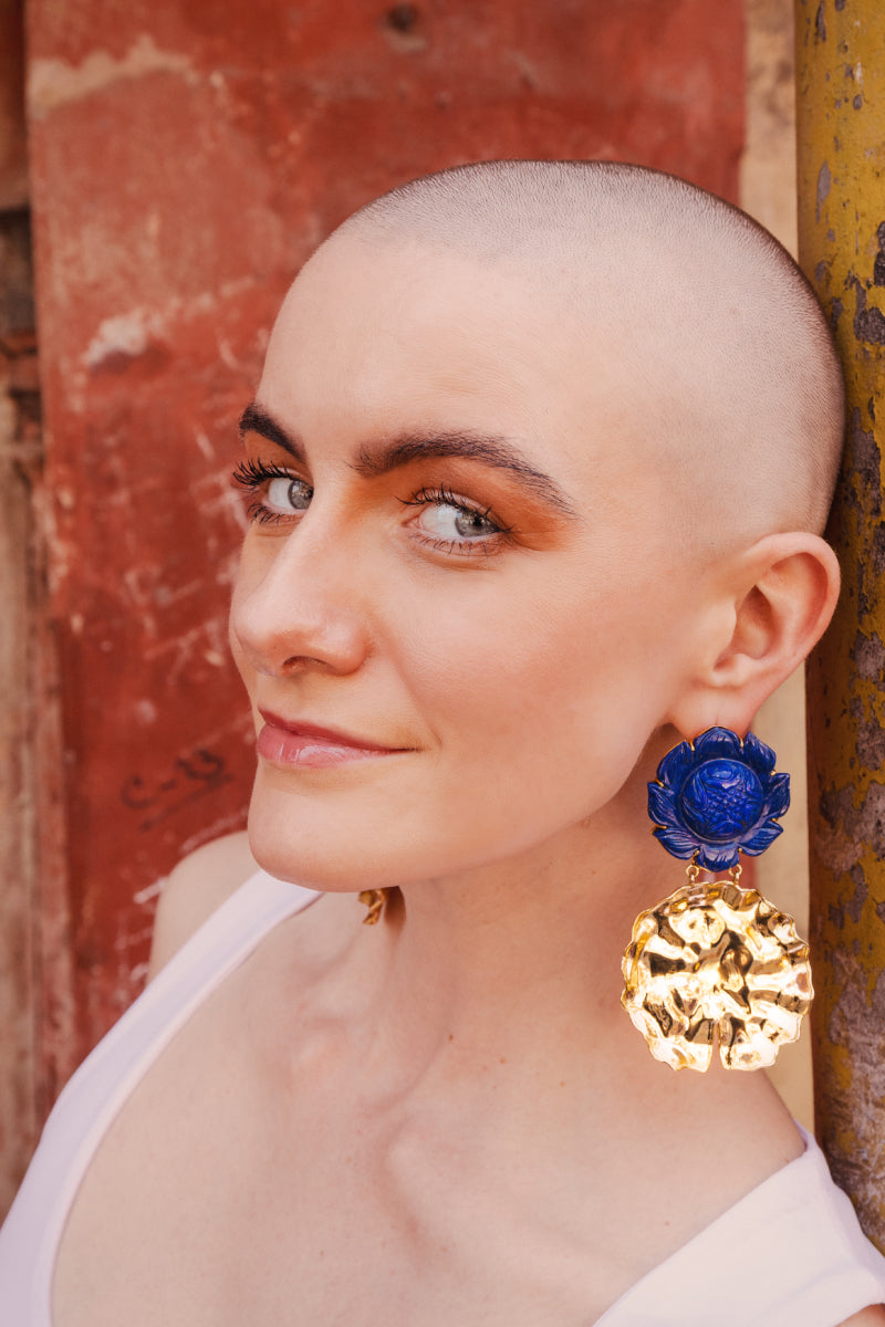 108 Blue Lotus Earring