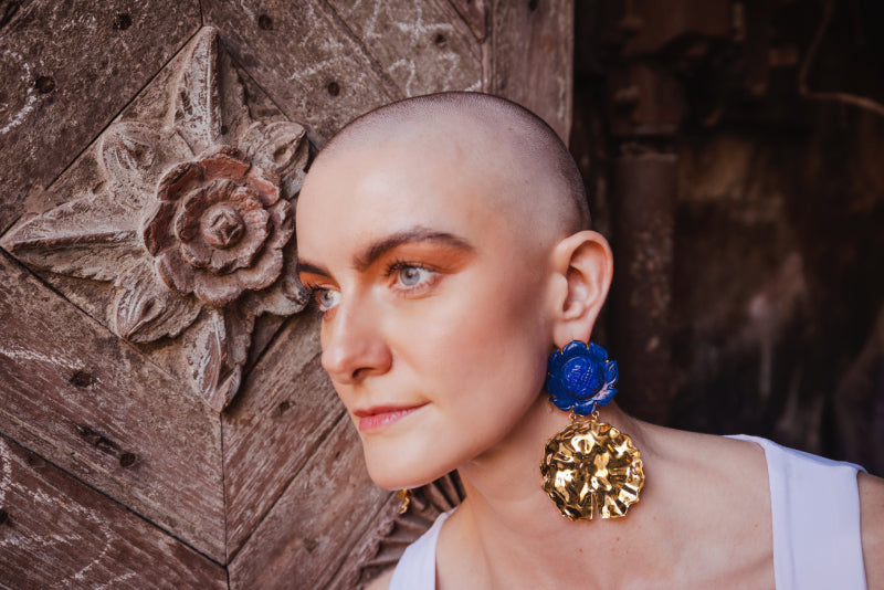 108 Blue Lotus Earring