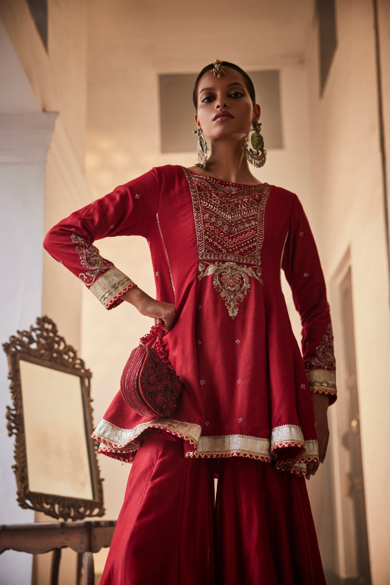 Aiza Short Kali Kurta Set – Sindoori