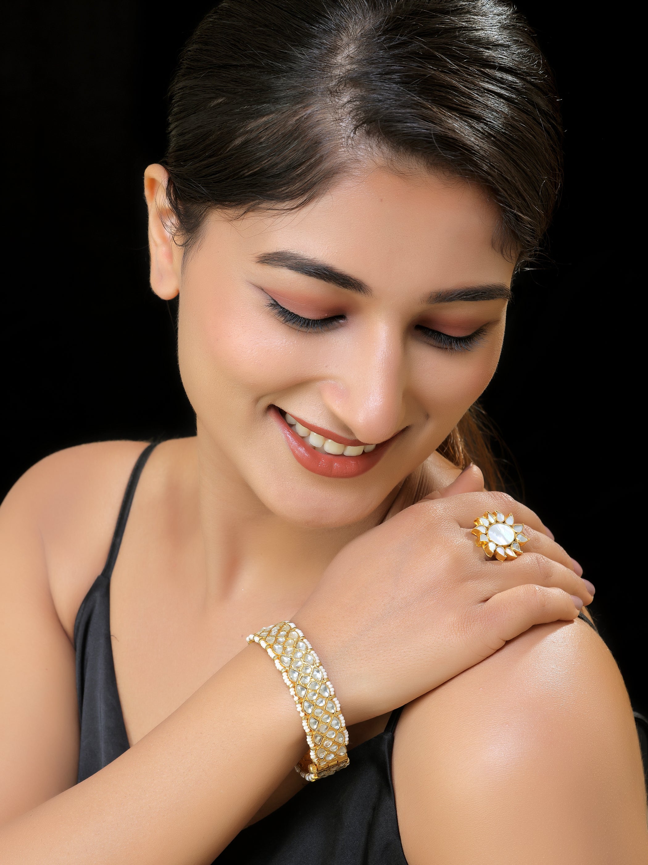Gold finish kundan bangles