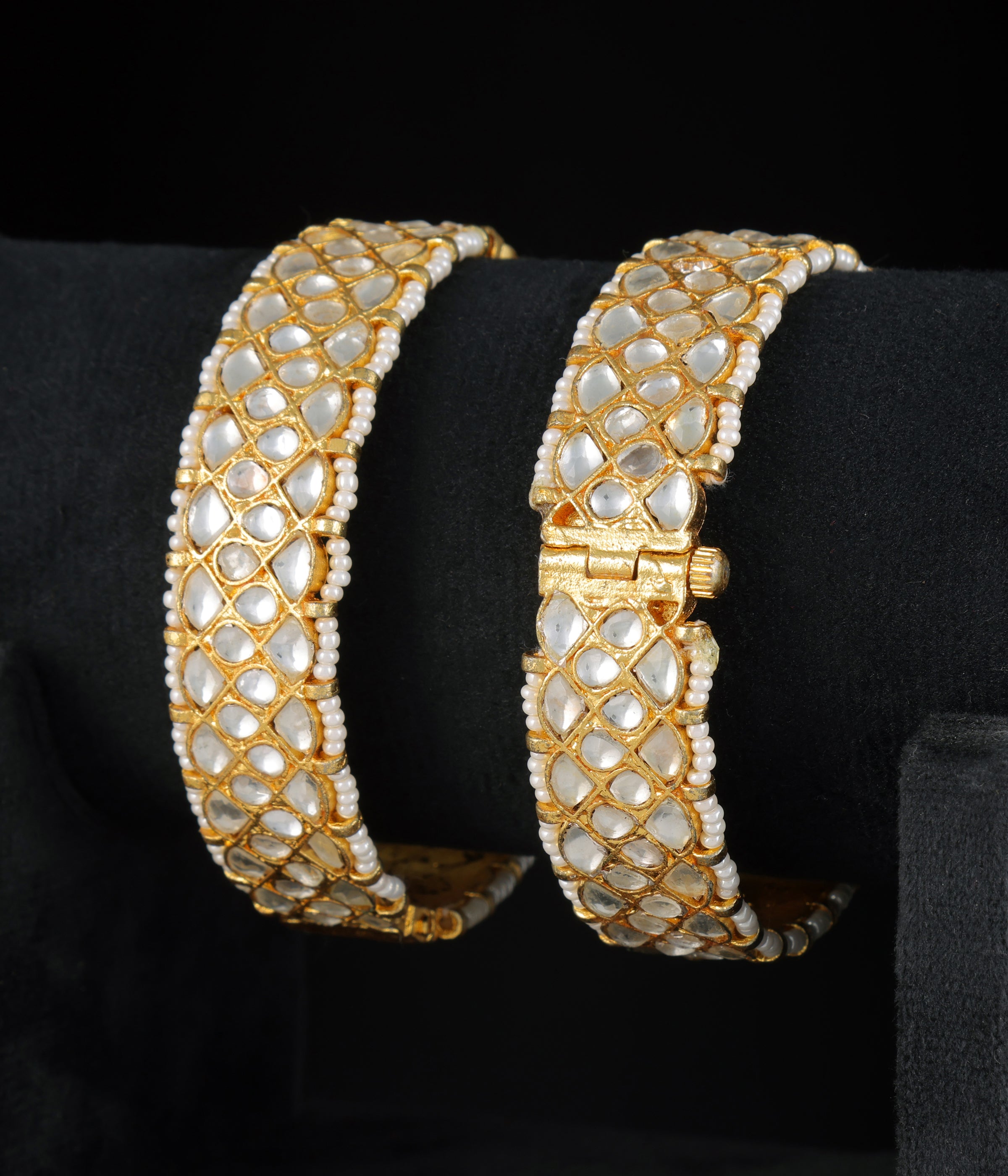 Gold finish kundan bangles