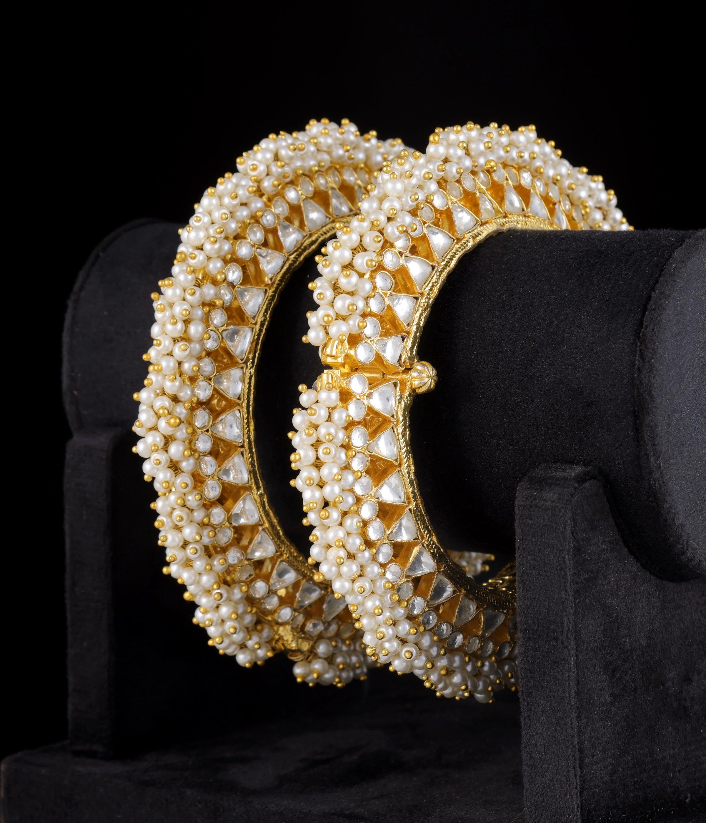 Gold finish kundan bangles