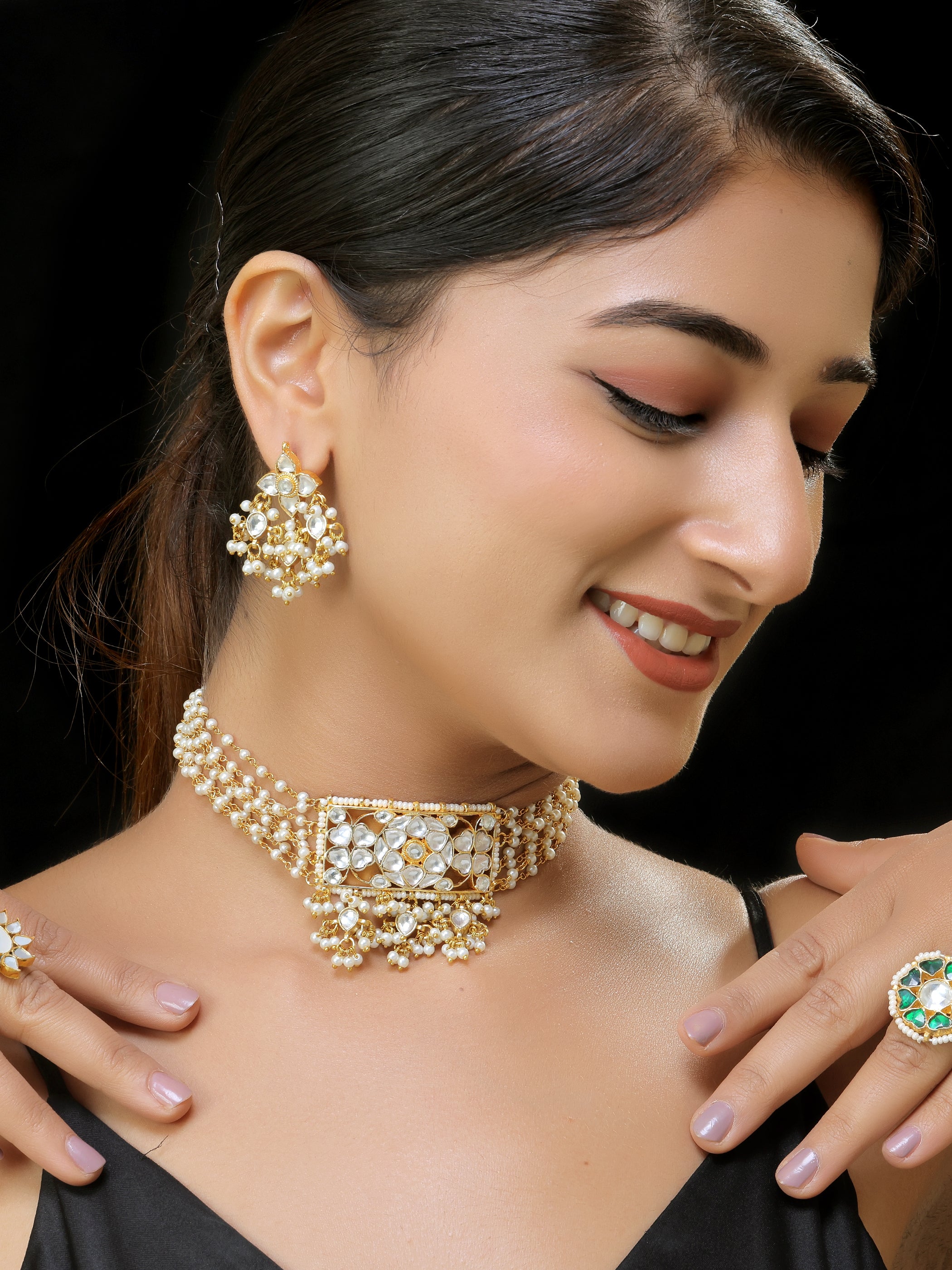 Gold finish Kundan Necklace set
