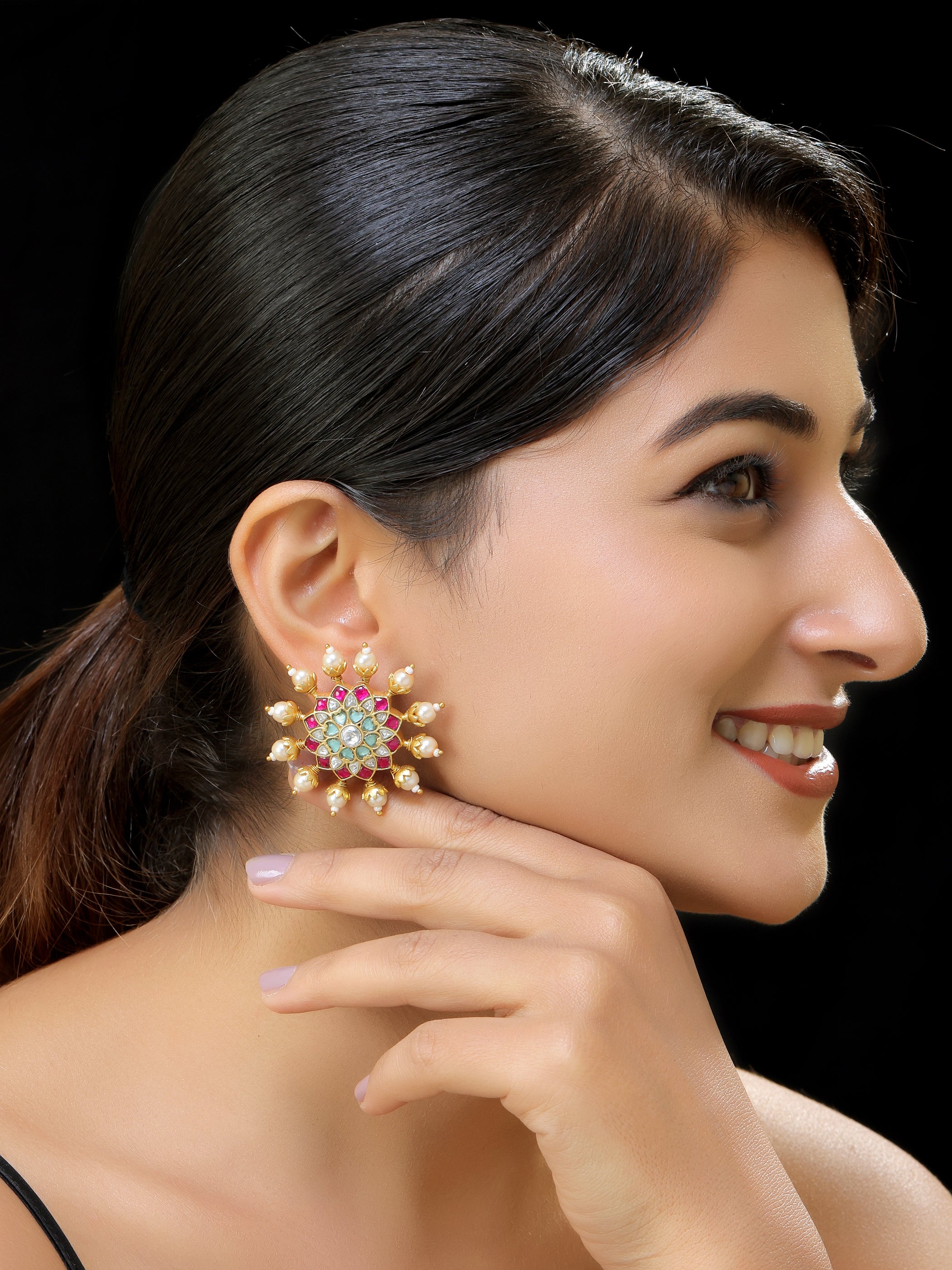 Gold finish Kundan Studs