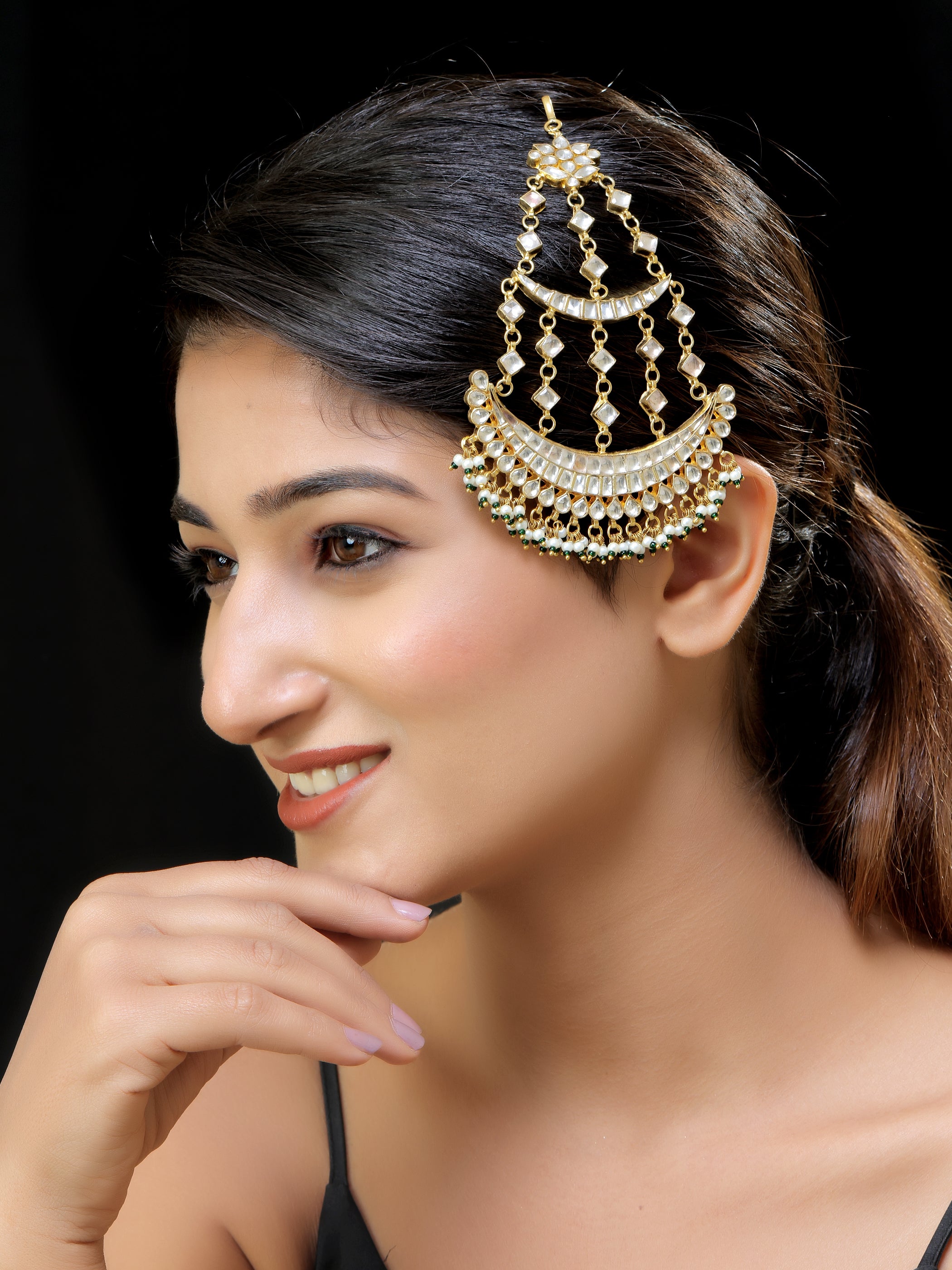 Gold finish kundan Side passa