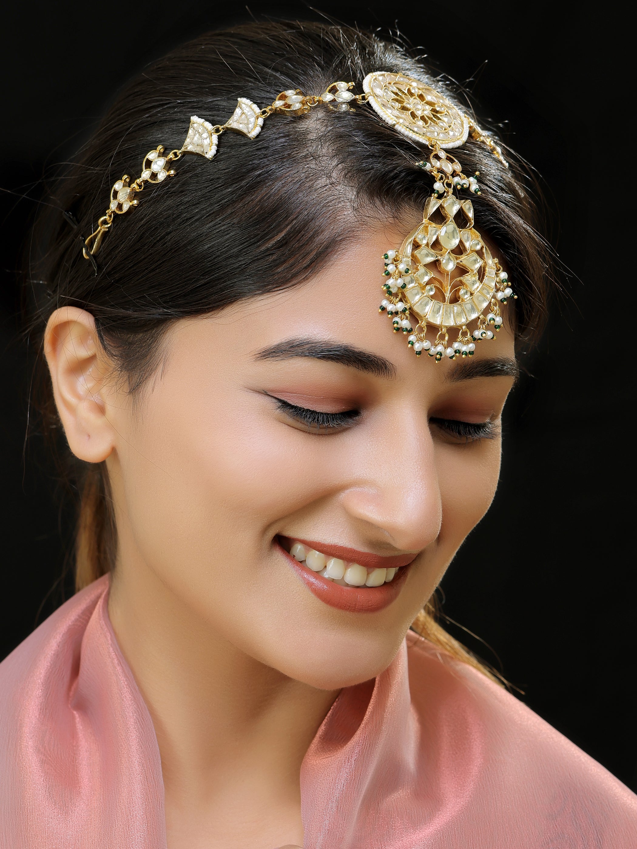 Gold finish Kundan Sheeshphool/hairband
