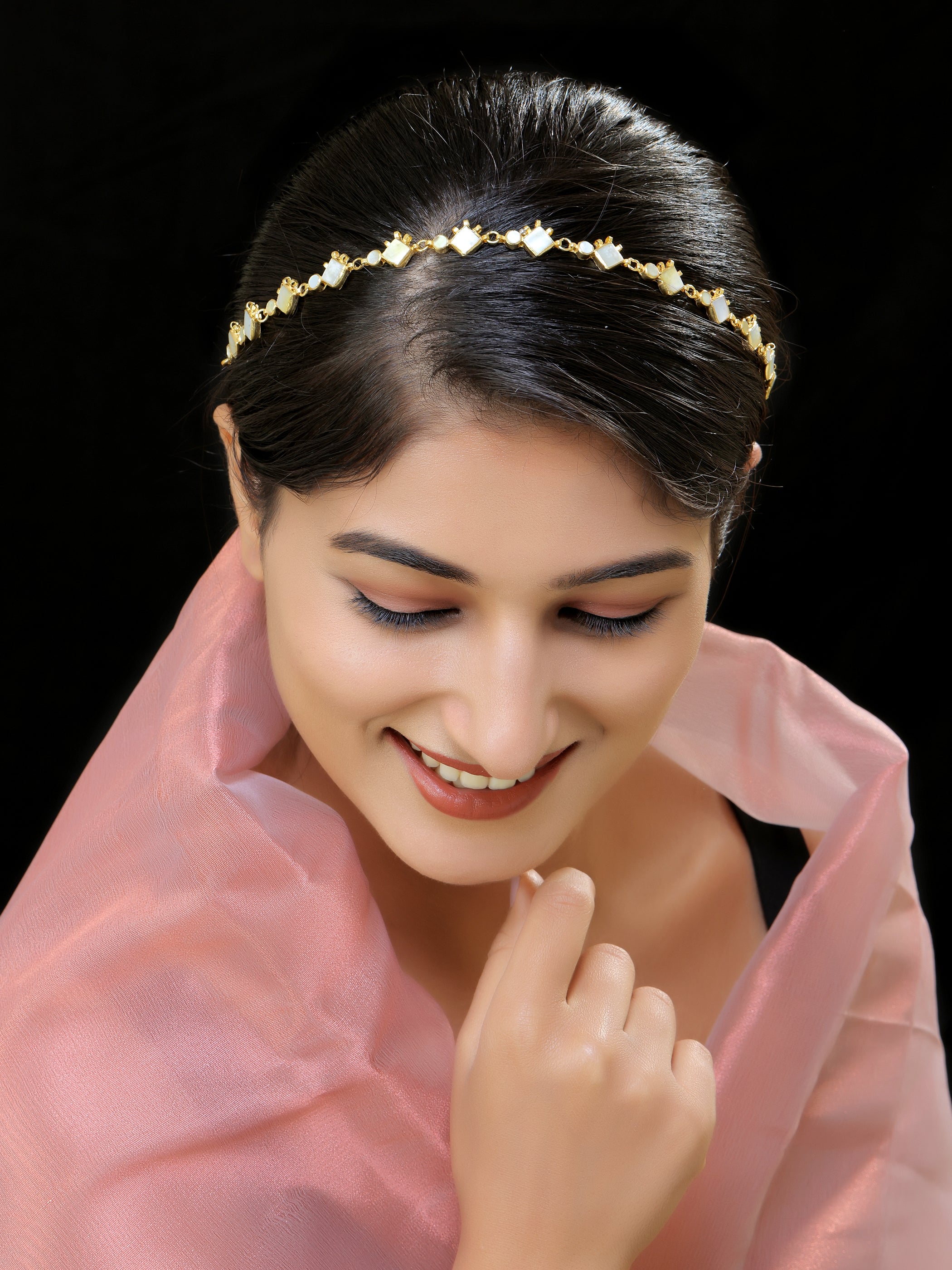 Gold finish Mother of pearls Sheeshphool/ hairband