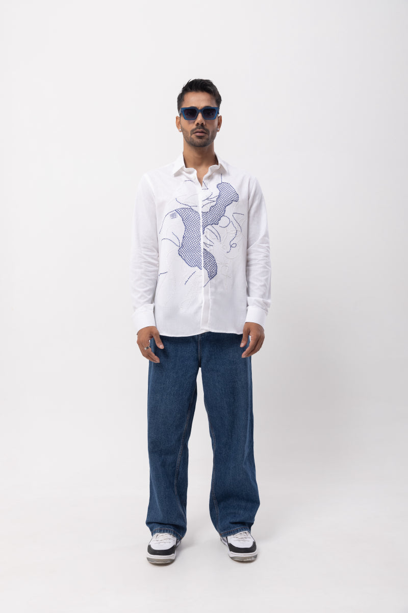 Web Abstract - Hand Embroidered Designer Shirt