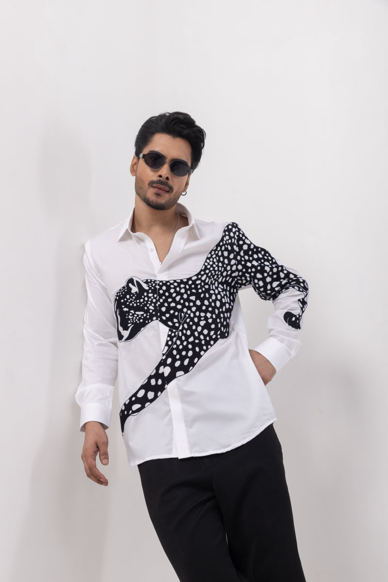 Cheetah - Hand Embroidered Designer Shirt