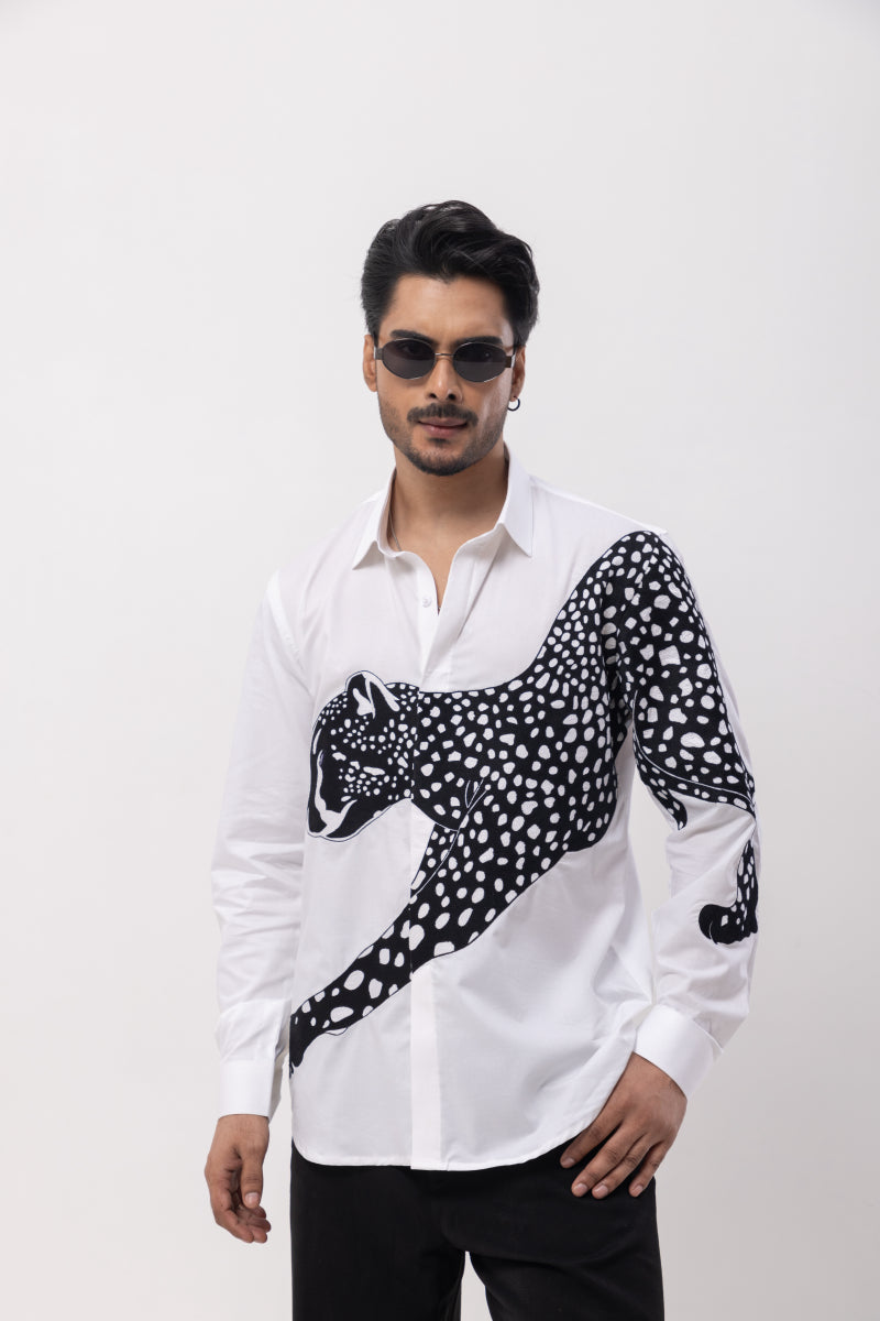 Cheetah - Hand Embroidered Designer Shirt