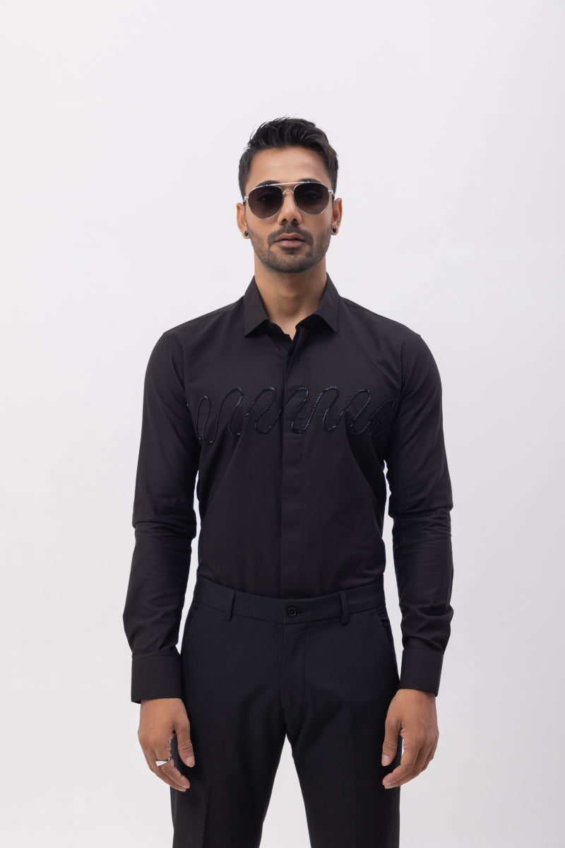 Wave- Hand Embroidered Designer Shirt