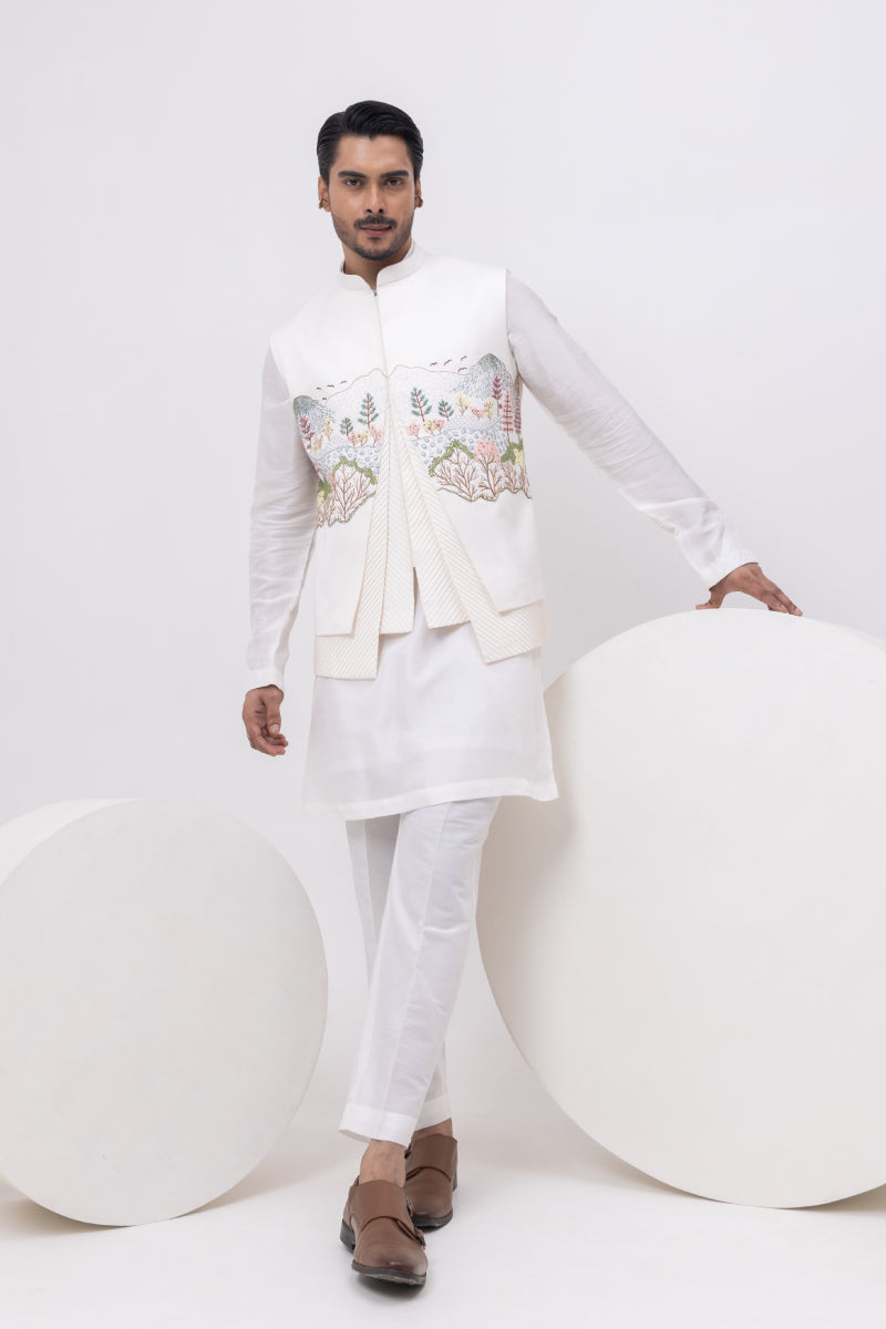 KASHMIRI DESIGNER NEHRU JACKET WITH KURTA & PANT SET