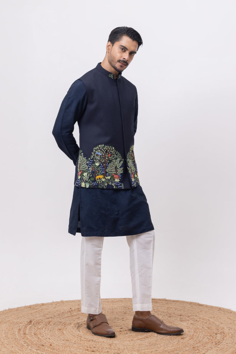 JUNGLE DESIGNER NEHRU JACKET WITH KURTA & PANT SET
