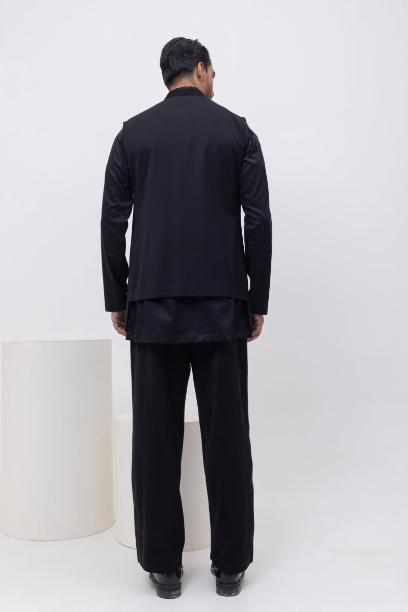 PINTUCK PANEL DESIGNER NEHRU JACKET/BUNDI WITH KURTA & PANT SET